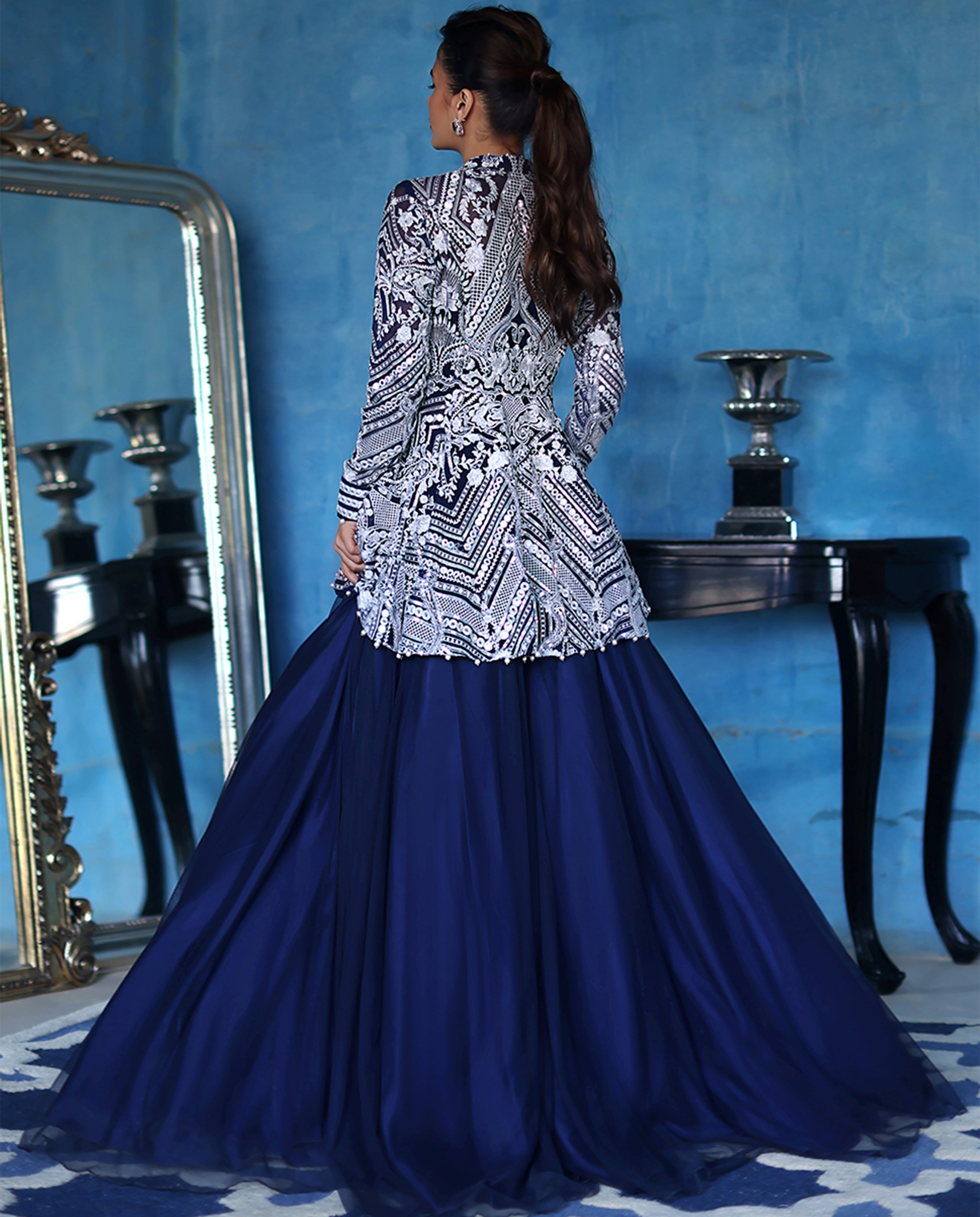 Unstitched Embroidered Peplum With Skirt