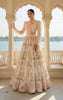 Unstitched Embellished Blouse With Printed Lehenga