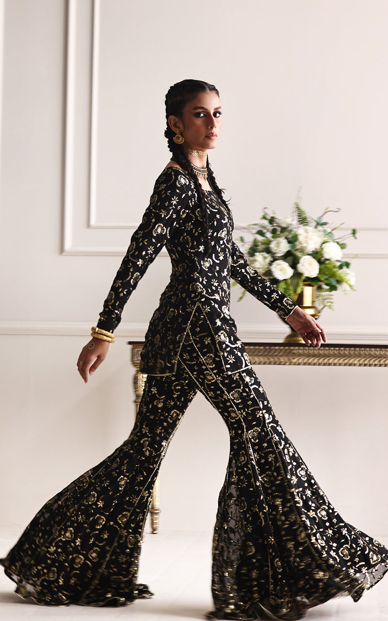 Embroidered Shirt with Embroidered Gharara