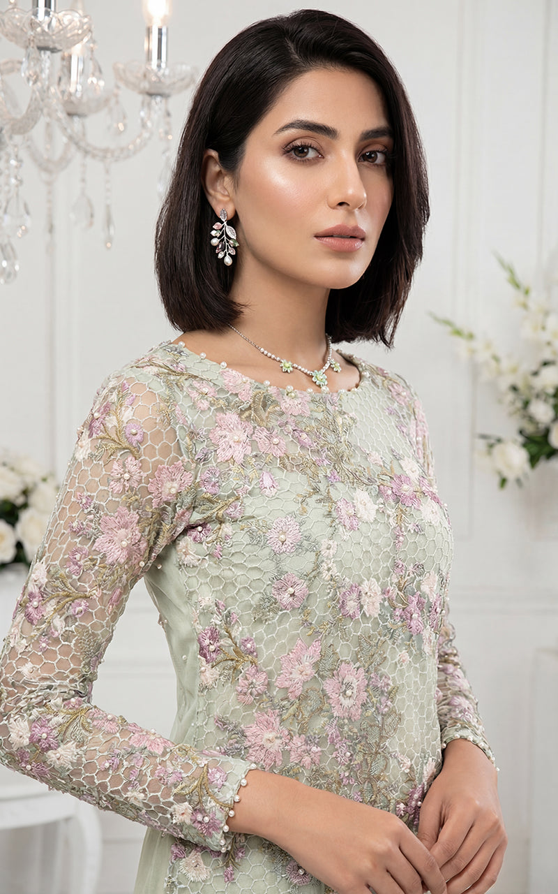 Unstitched Mint Gardenia Lace Set