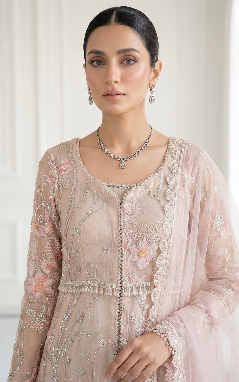 Embroidered Jacket With Trouser And Dupatta