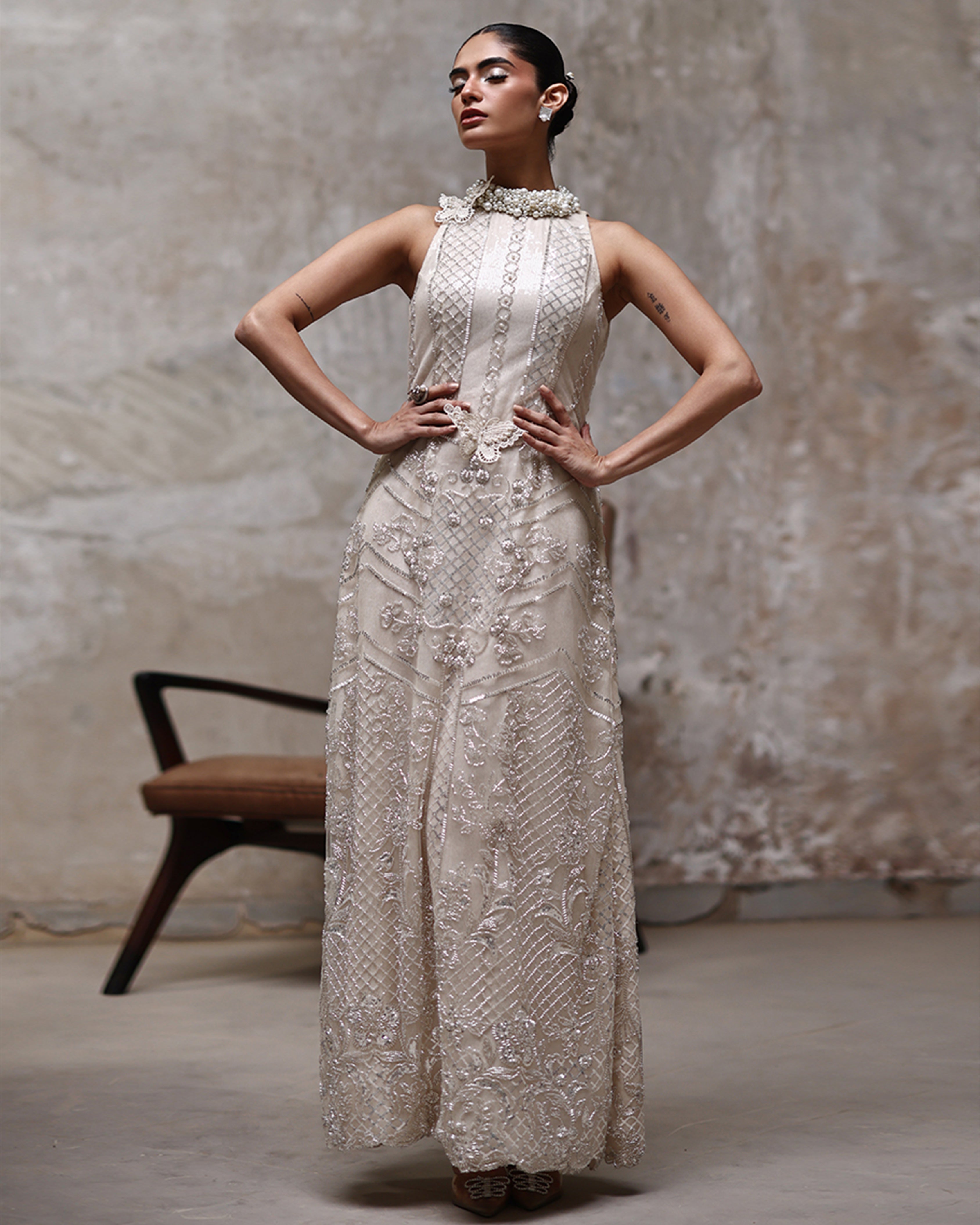 Net Embroidered Dress