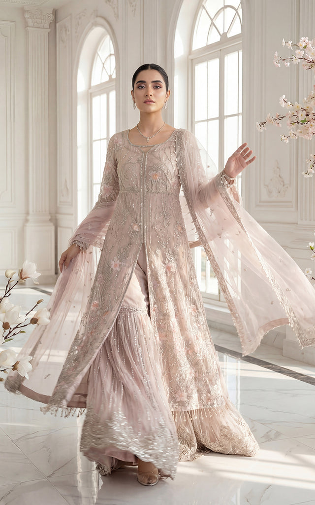 Embroidered Jacket With Trouser And Dupatta