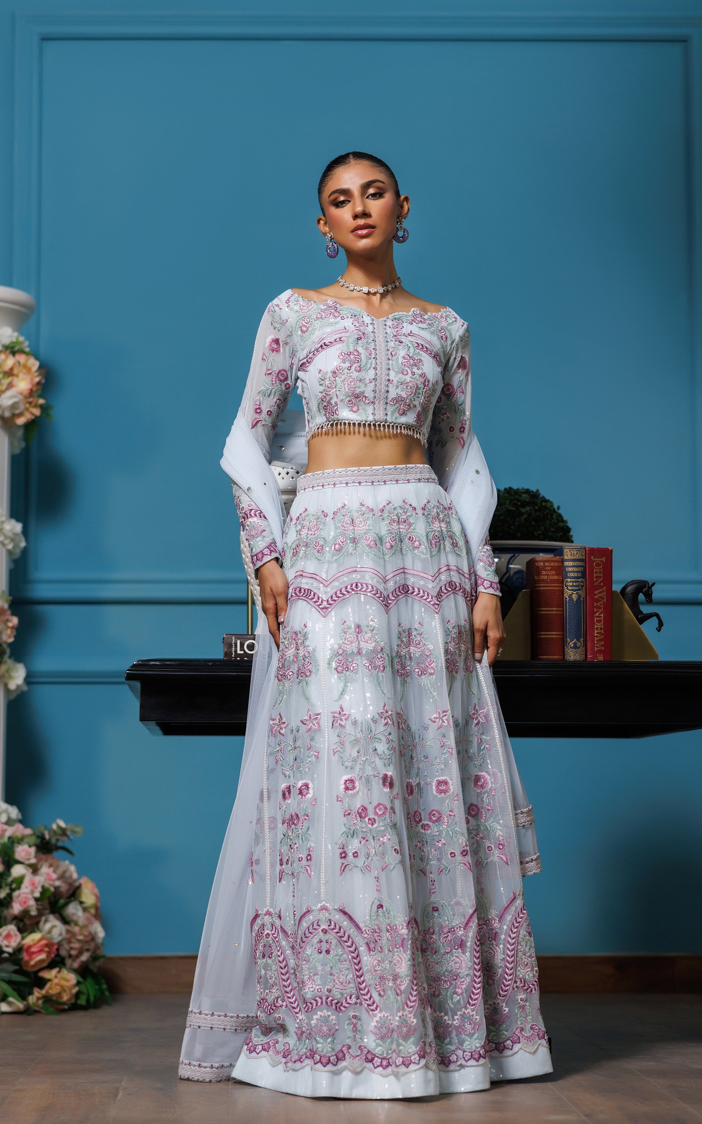 Embroidered Blouse With Lehenga
