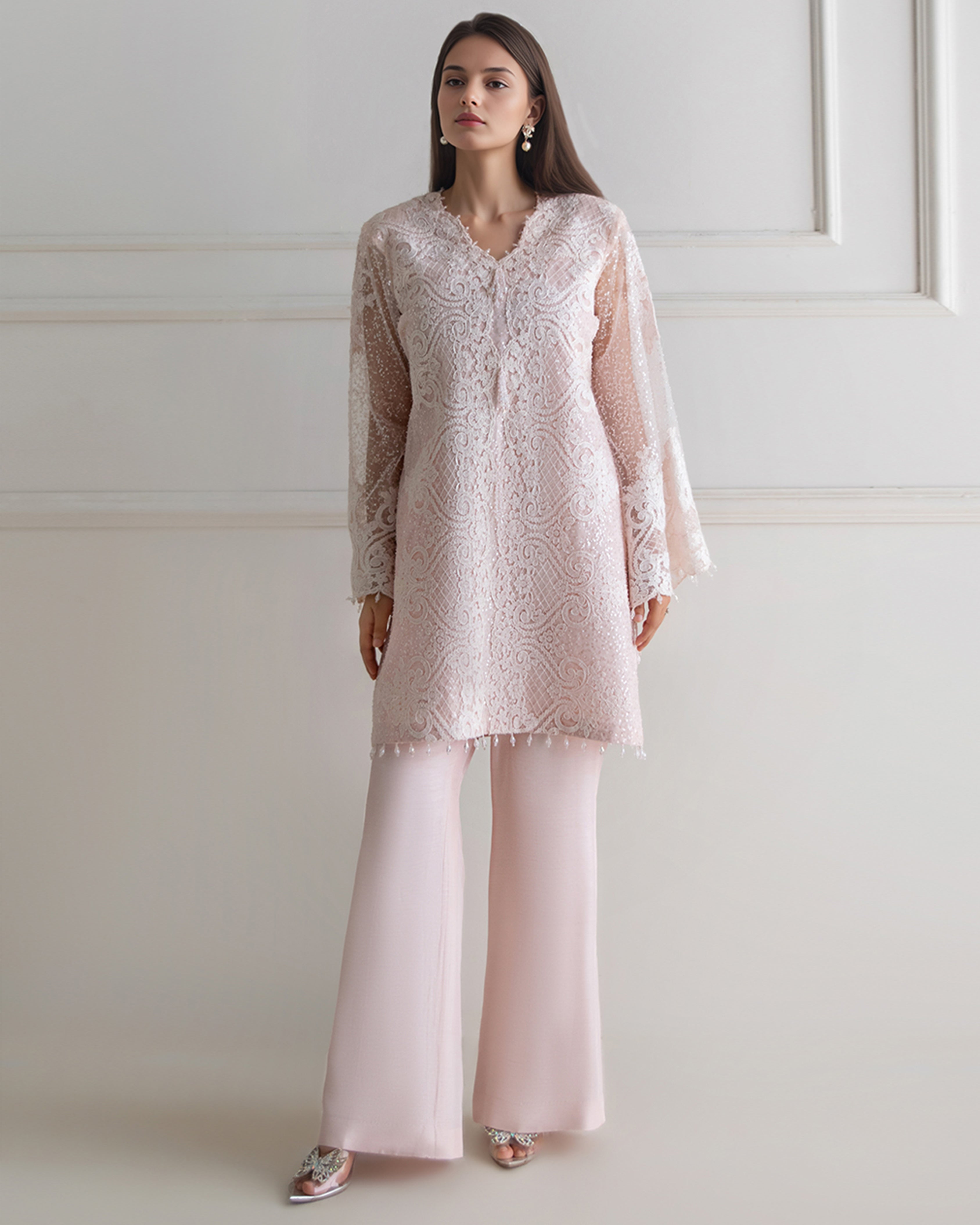Net Embroidered shirt