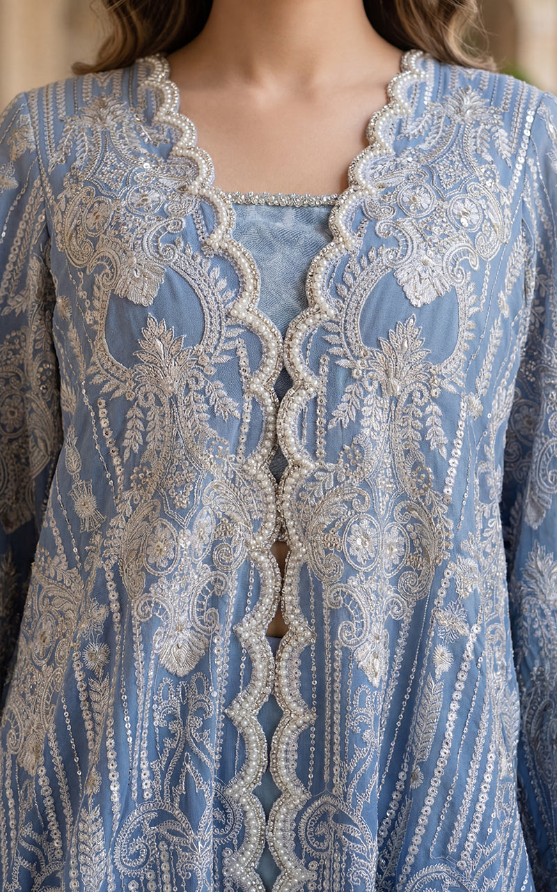 Unstitched Blue Ombre Embroidered Set
