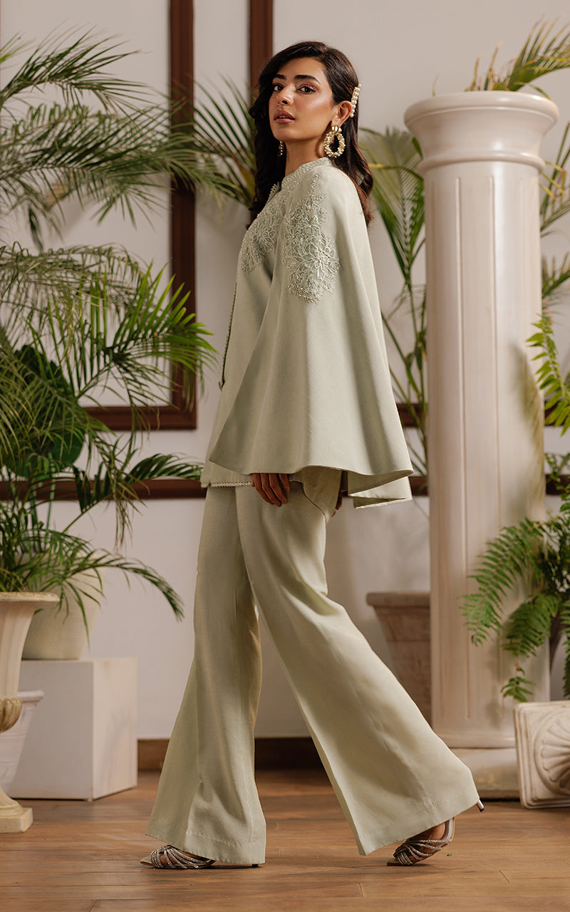 Embroidered Cape With Trouser