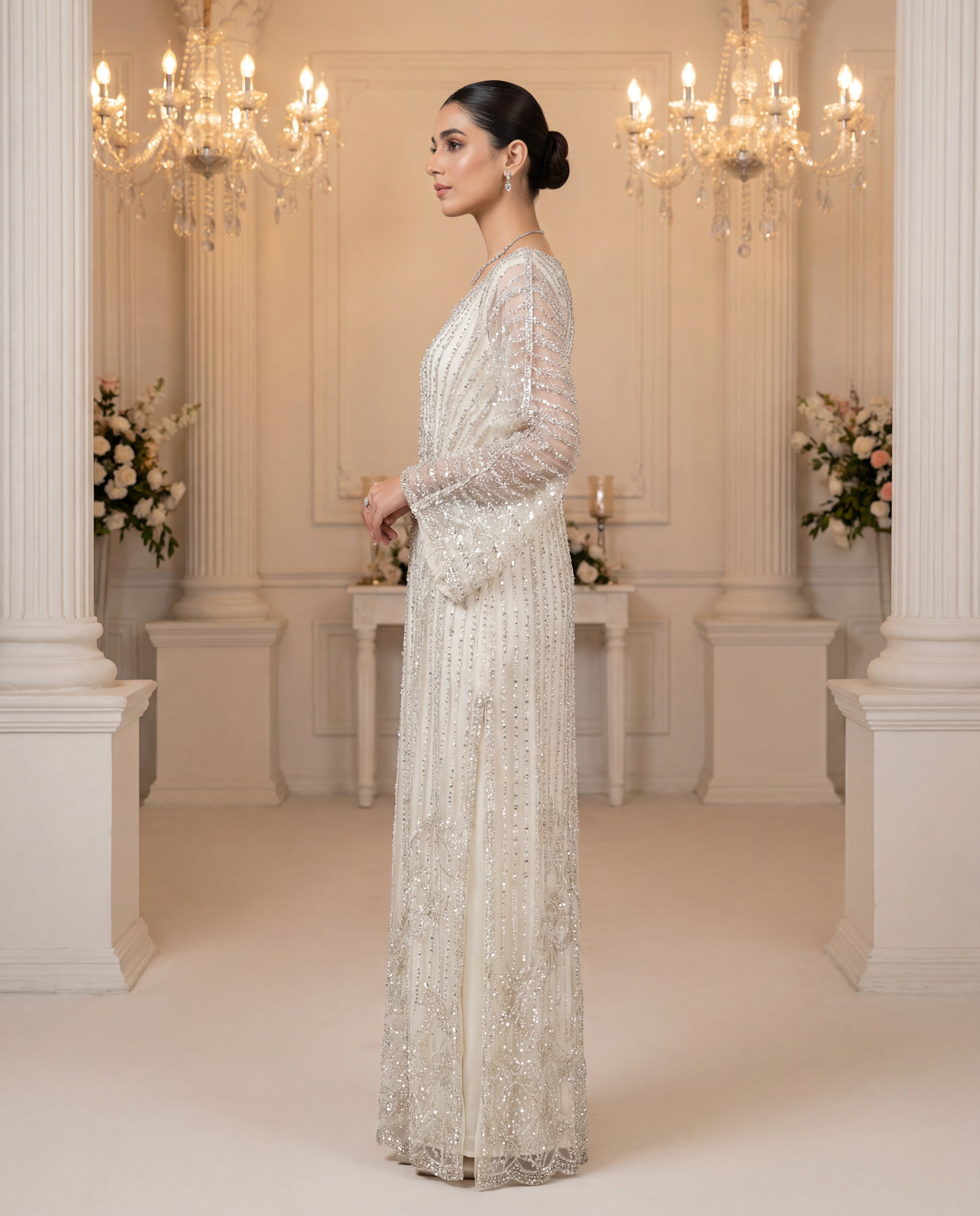 Unstitched Celestial Silver Kaftan