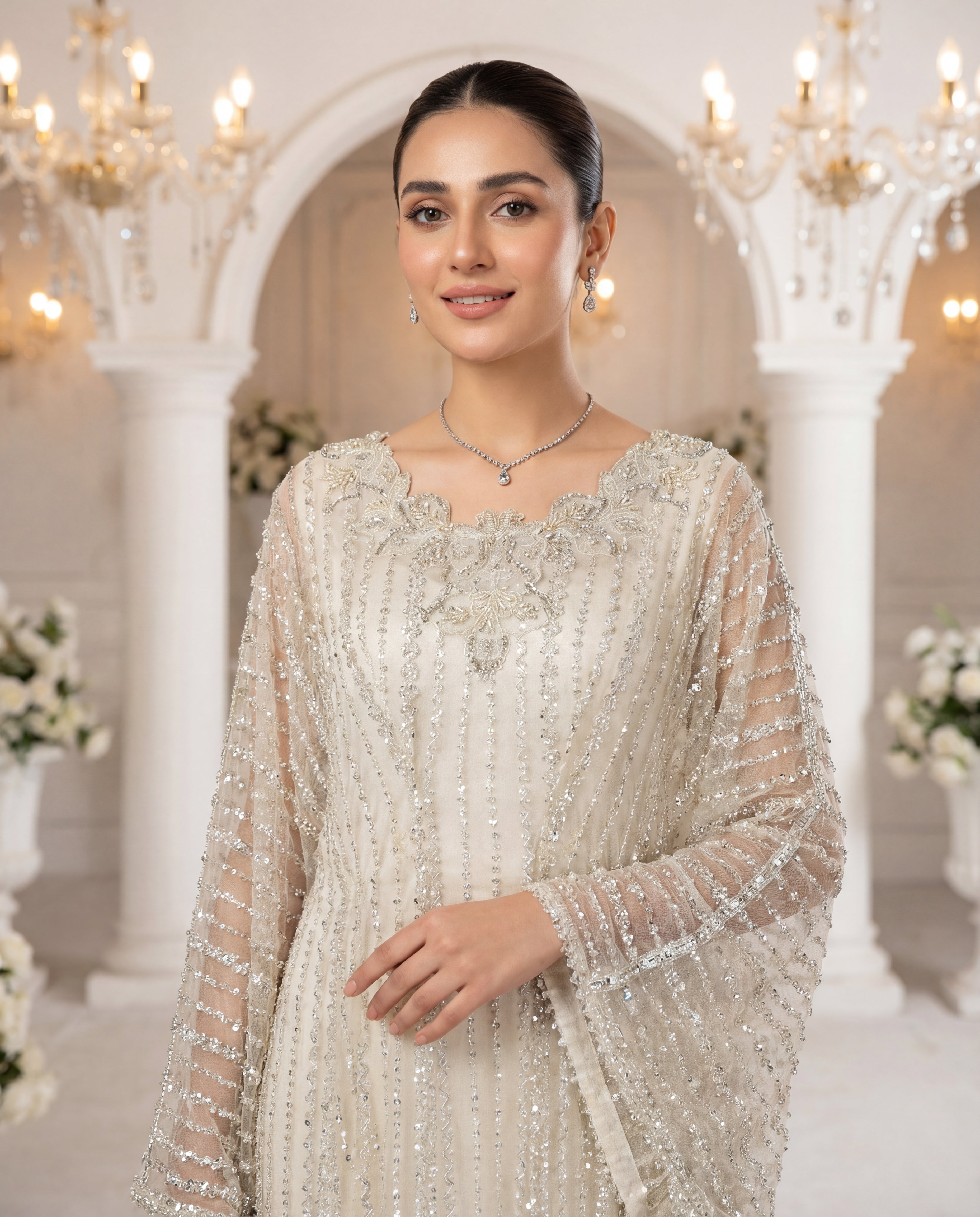 Unstitched Celestial Silver Kaftan
