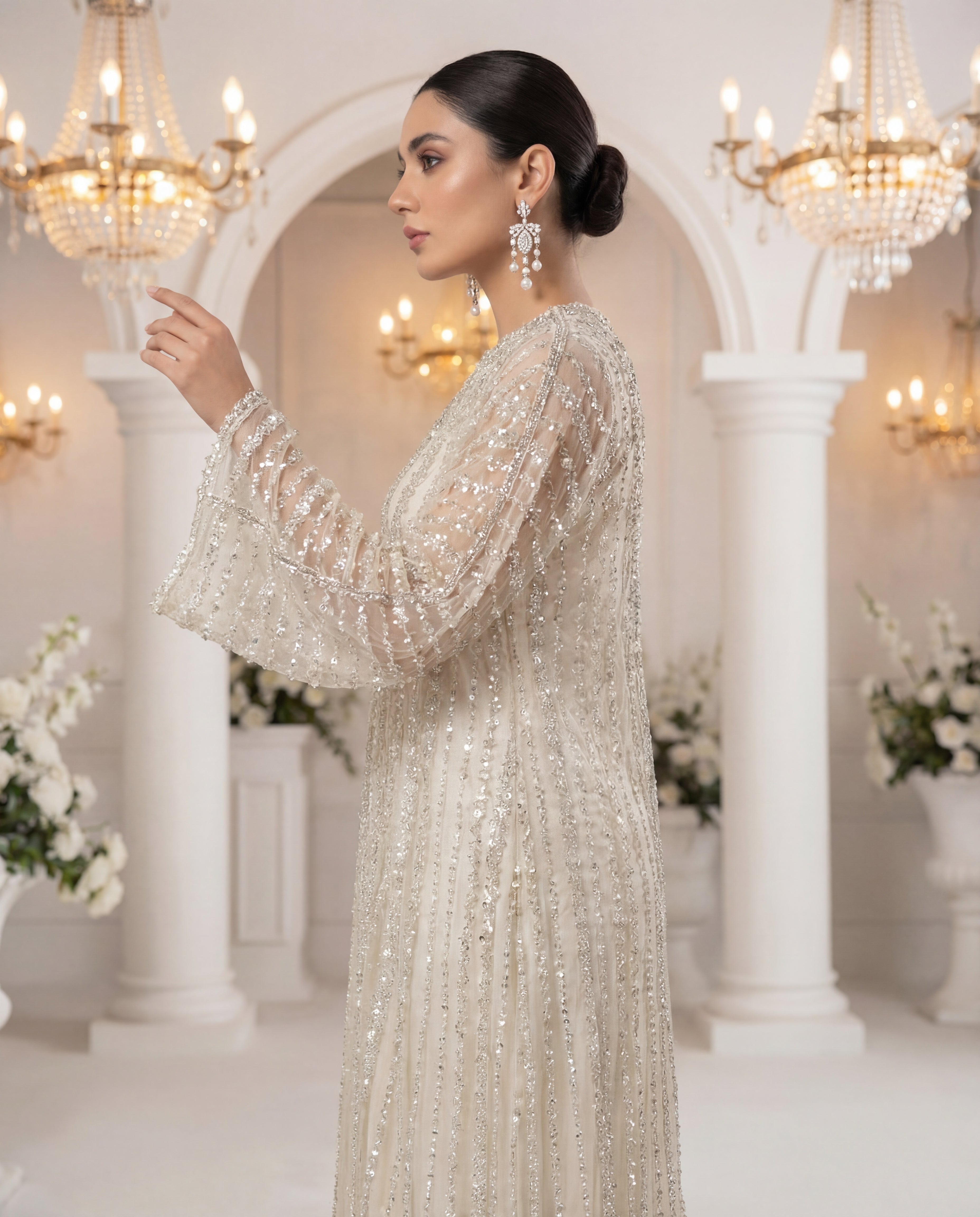 Unstitched Celestial Silver Kaftan