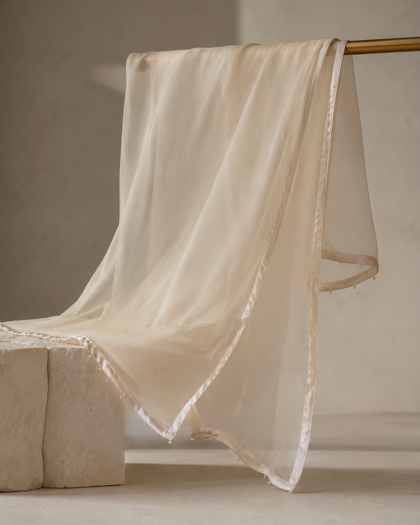Pearl Border Organza Dupatta