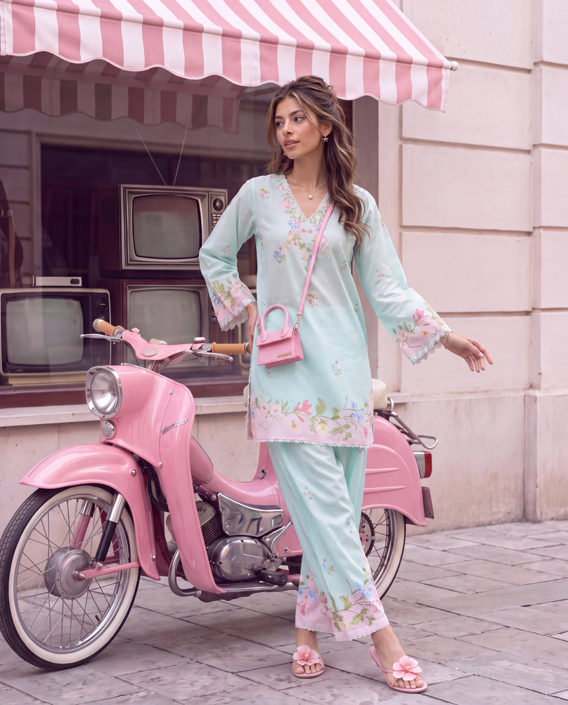 Aqua Mint Blossom (RTW 2PC)