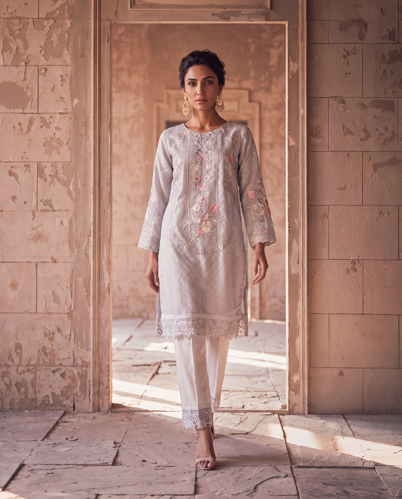 Elegant Pastel Floral Kurta Set