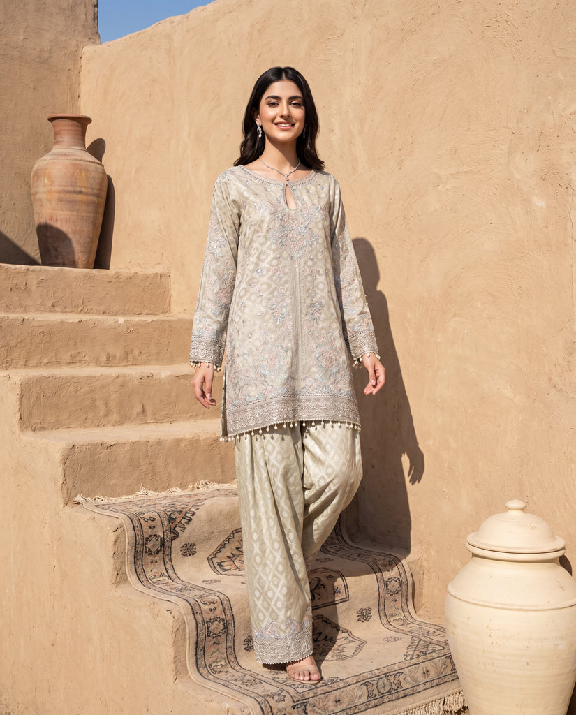 The Sage Whisper Embroidered Shalwar Kameez Set