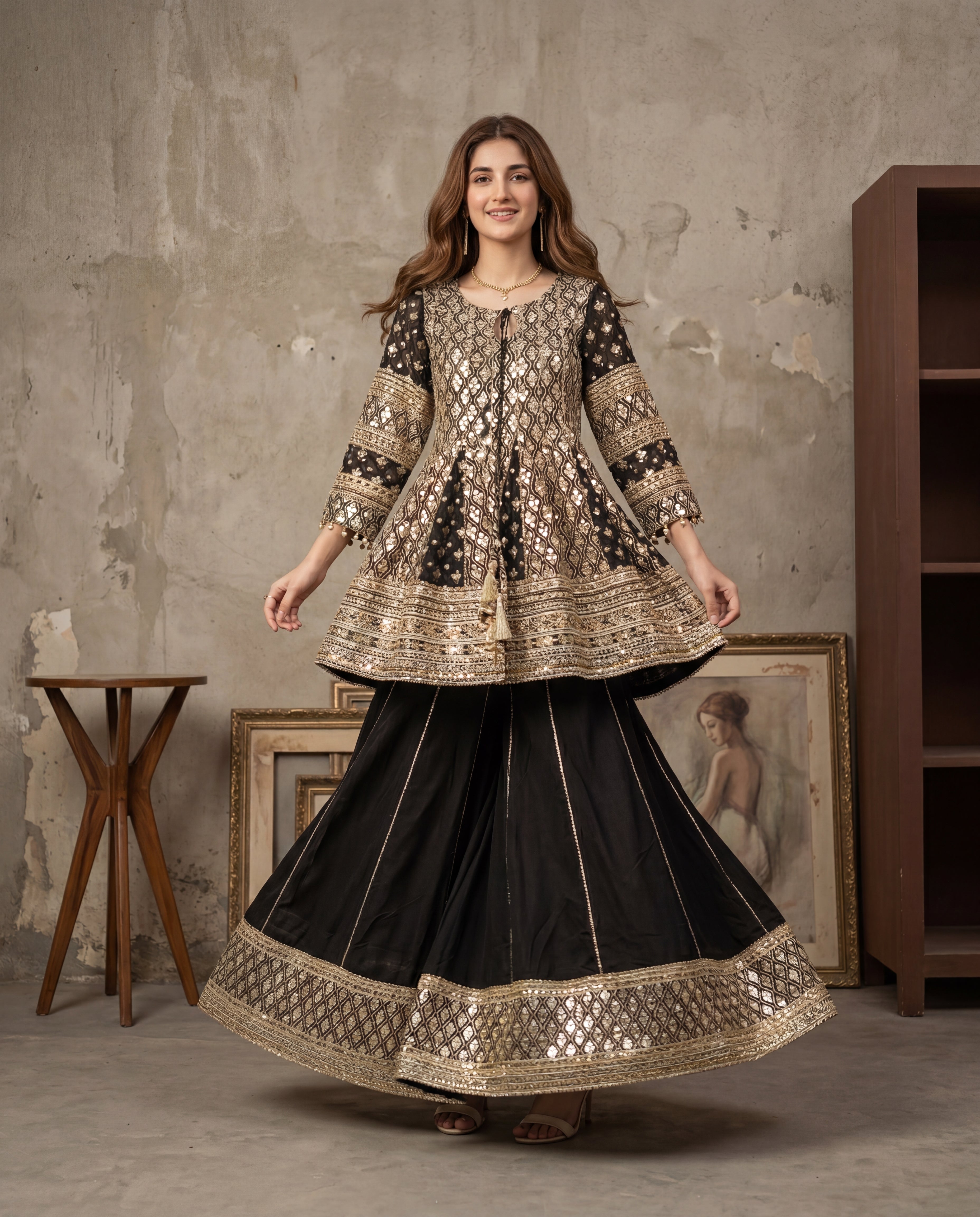 The Zariyah Mirror Peplum & Dhaka Ensemble