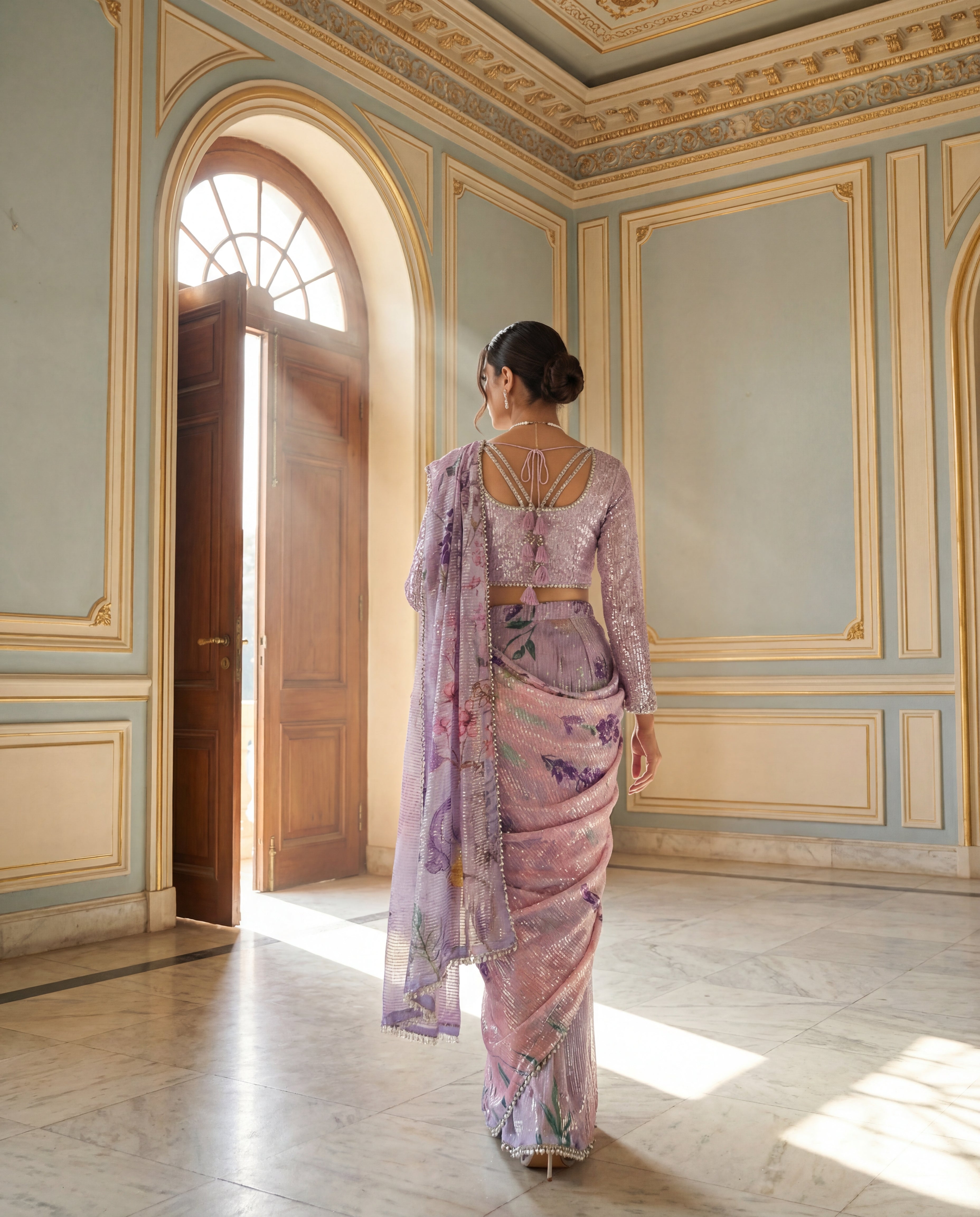 The Rose Quartz Shimmer Saree