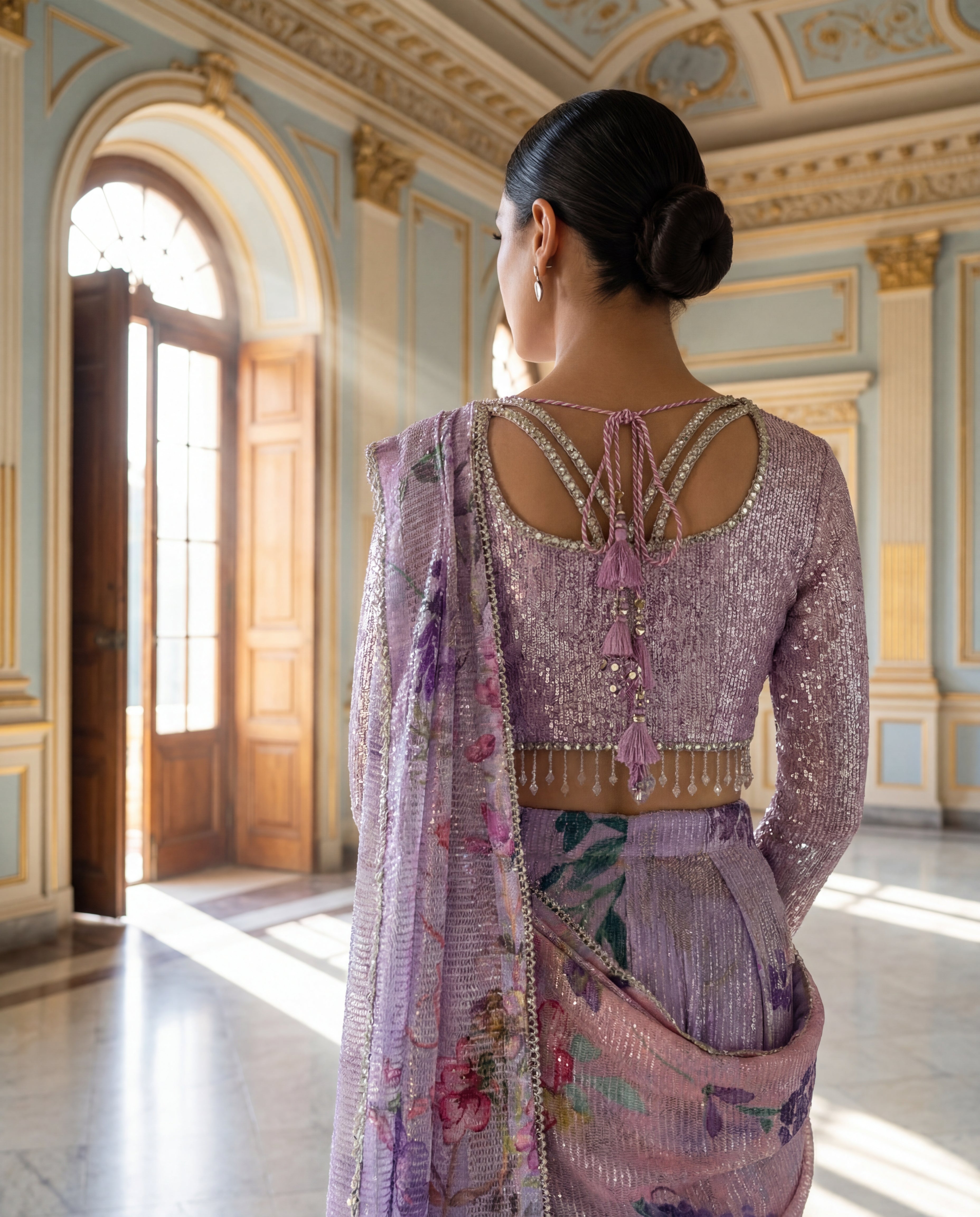 The Rose Quartz Shimmer Saree
