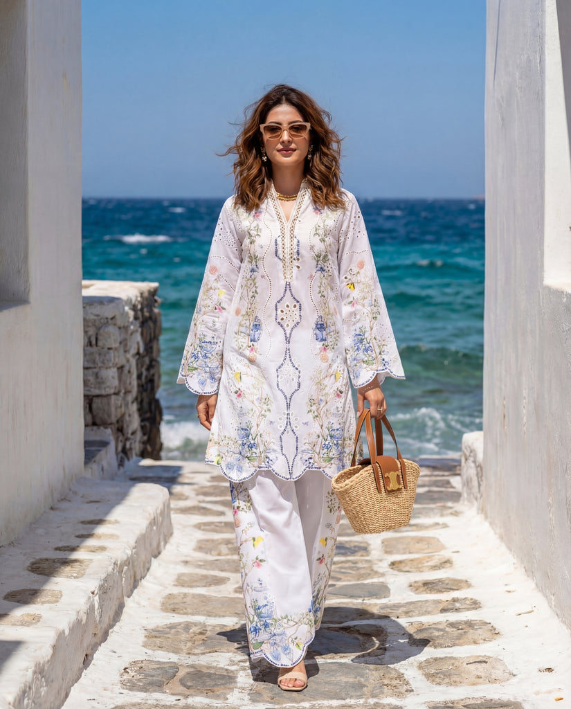 Azure Bloom Eyelet Ensemble (RTW 2PC)