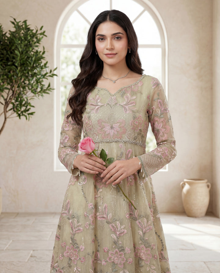 Celadon Blossom Peplum Dhaka Set