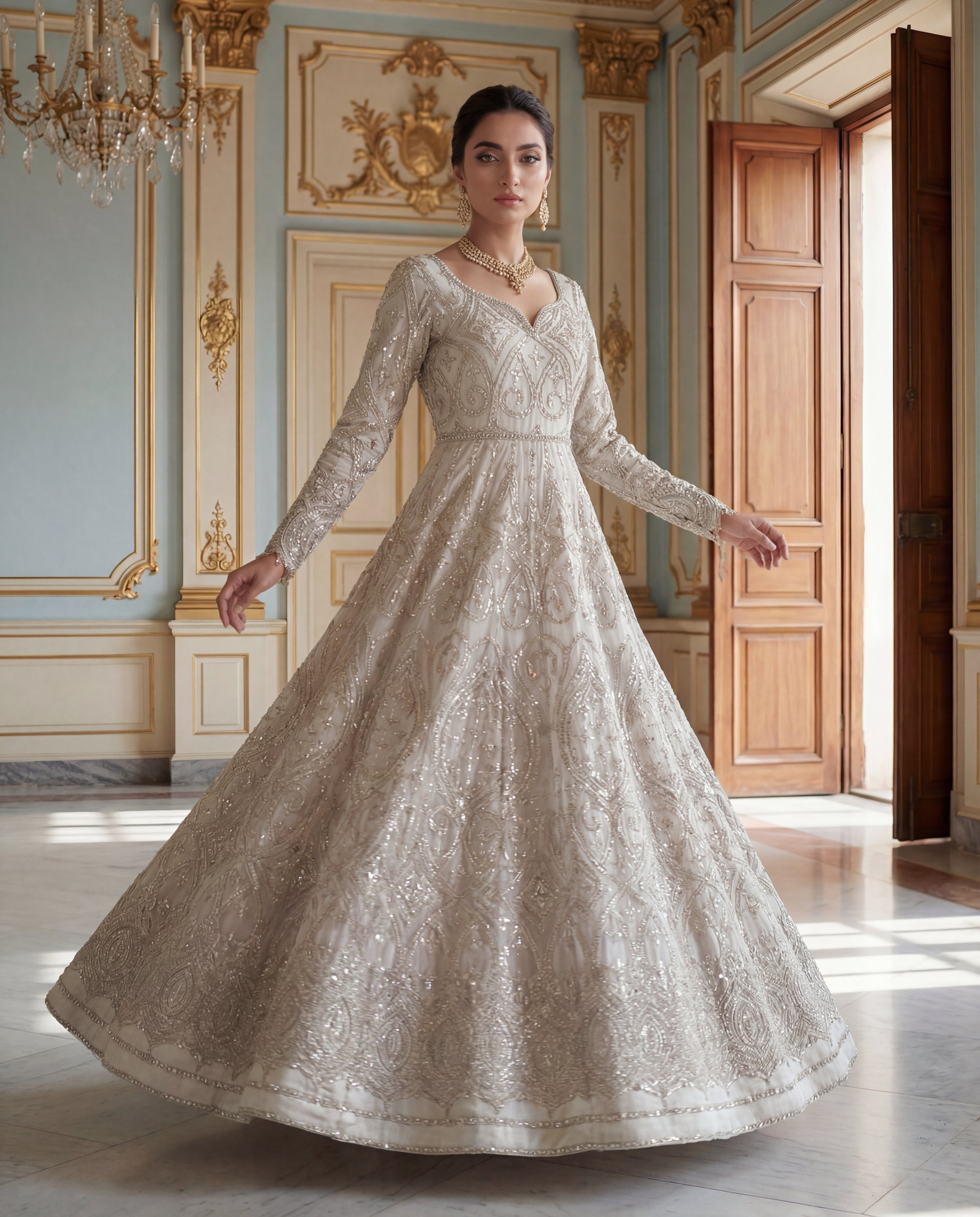 Ivory Lumière Mirror Gown