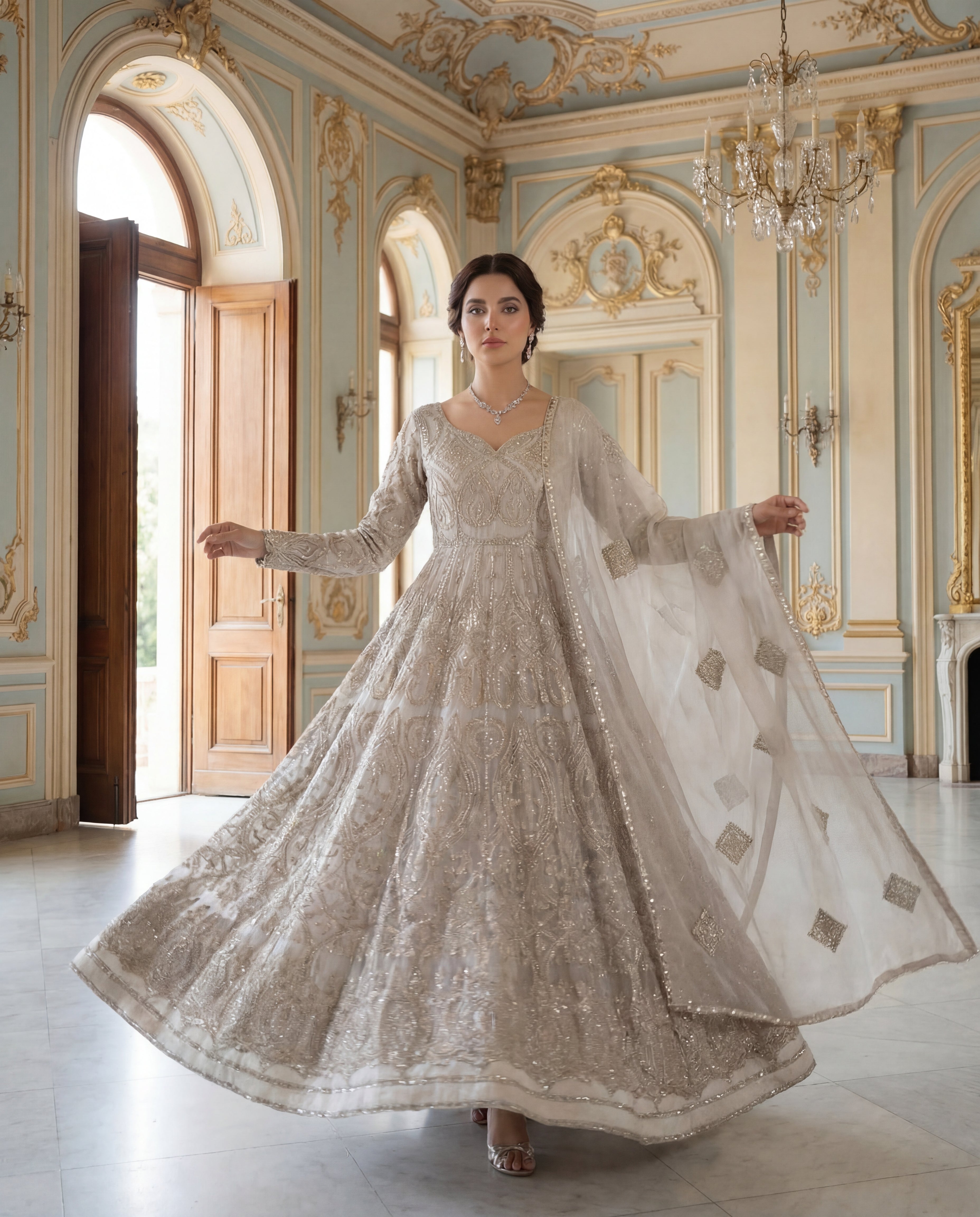 Ivory Lumière Mirror Gown