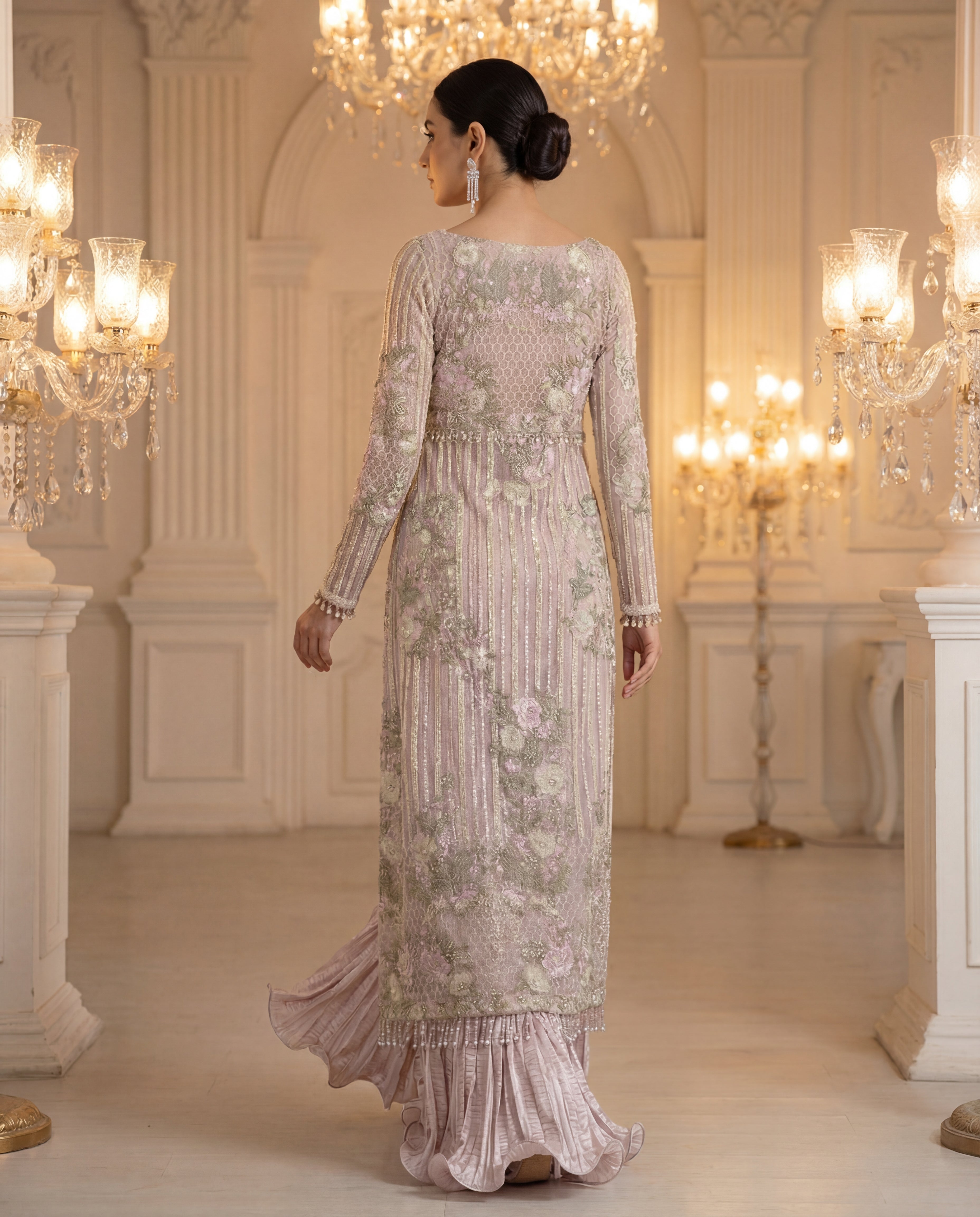 Unstitched Powder Rose Skirt Couture Set
