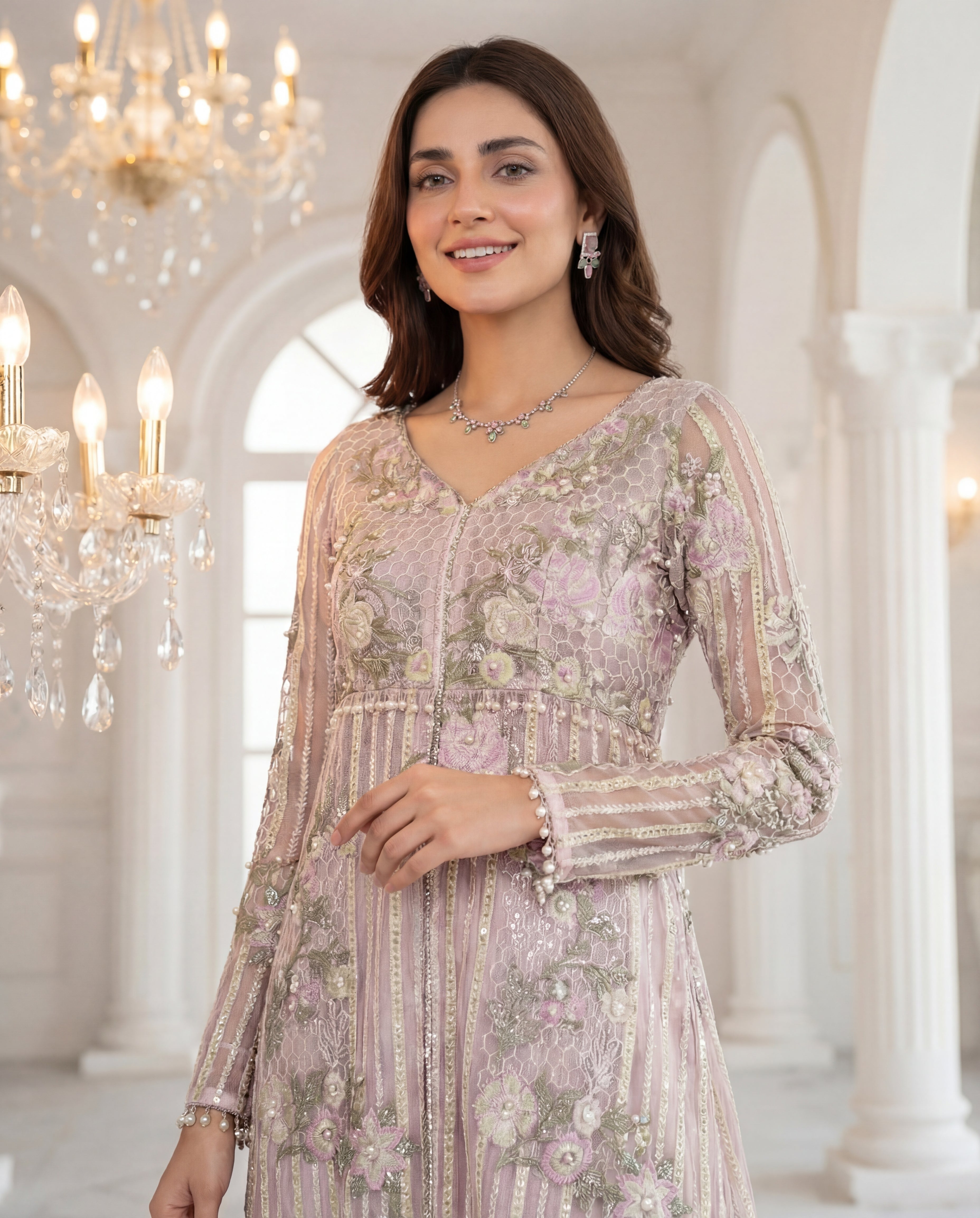 Powder Rose Skirt Couture Set