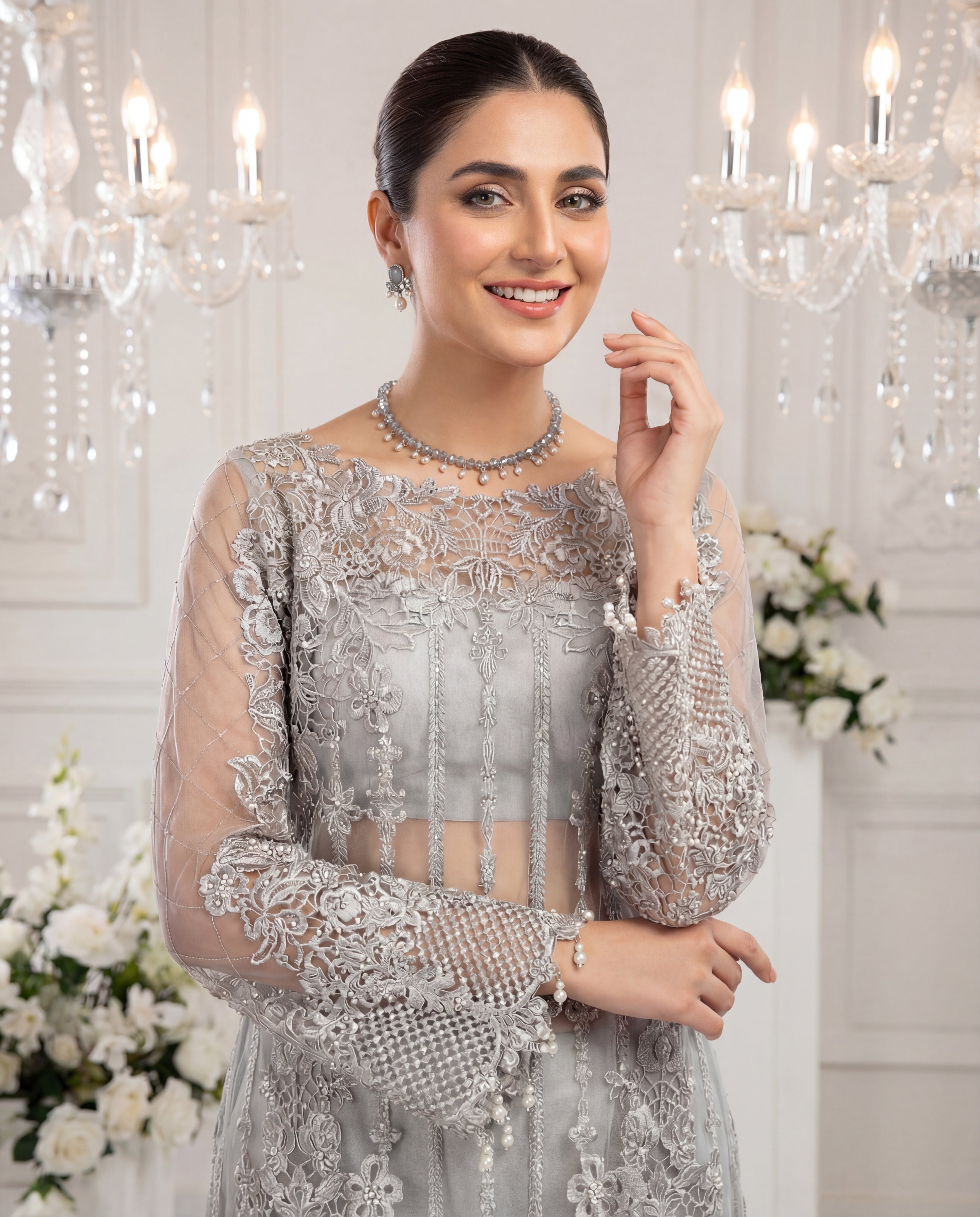 Unstitched Frost Argent Cutwork Gharara Set