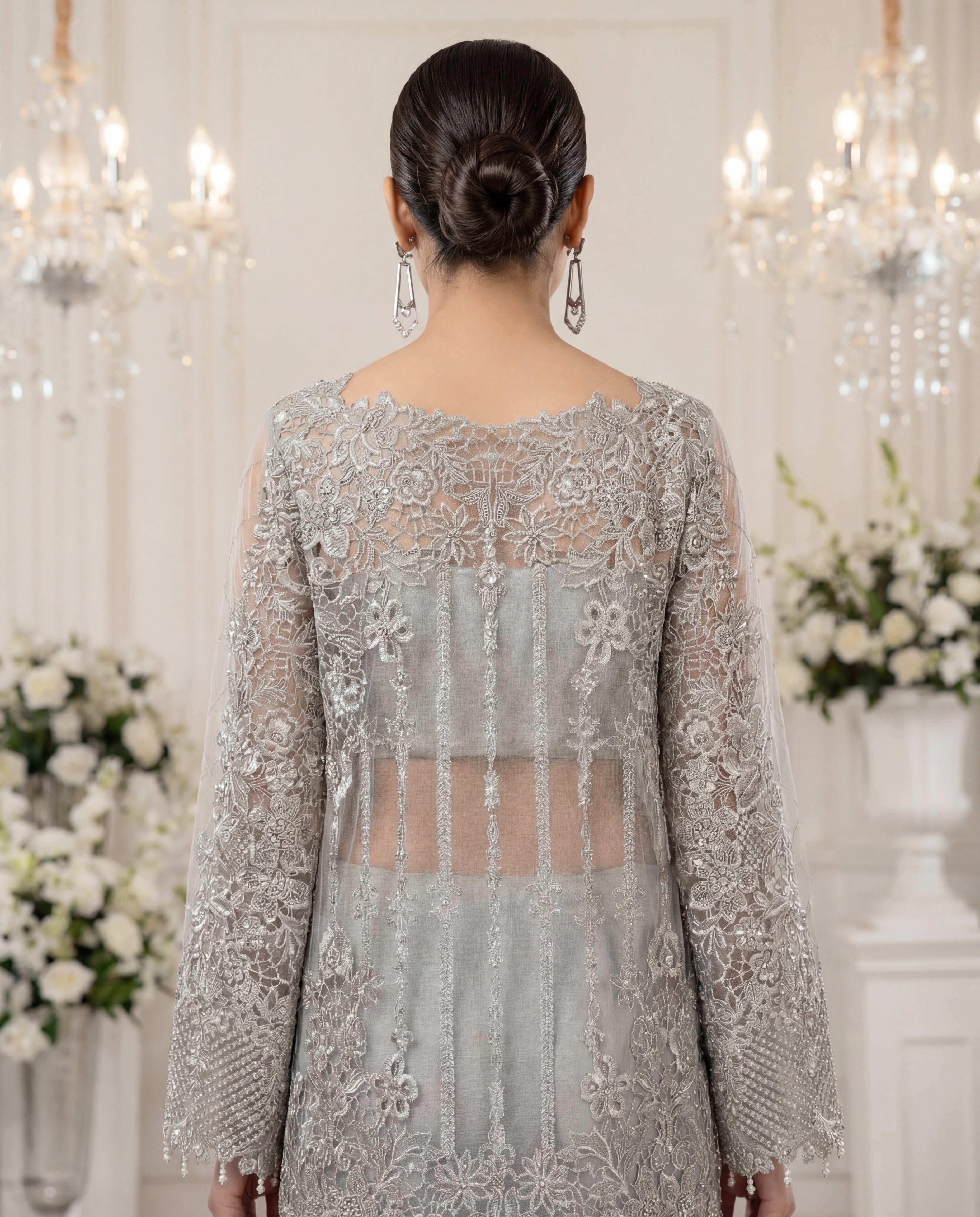 Frost Argent Cutwork Gharara Set