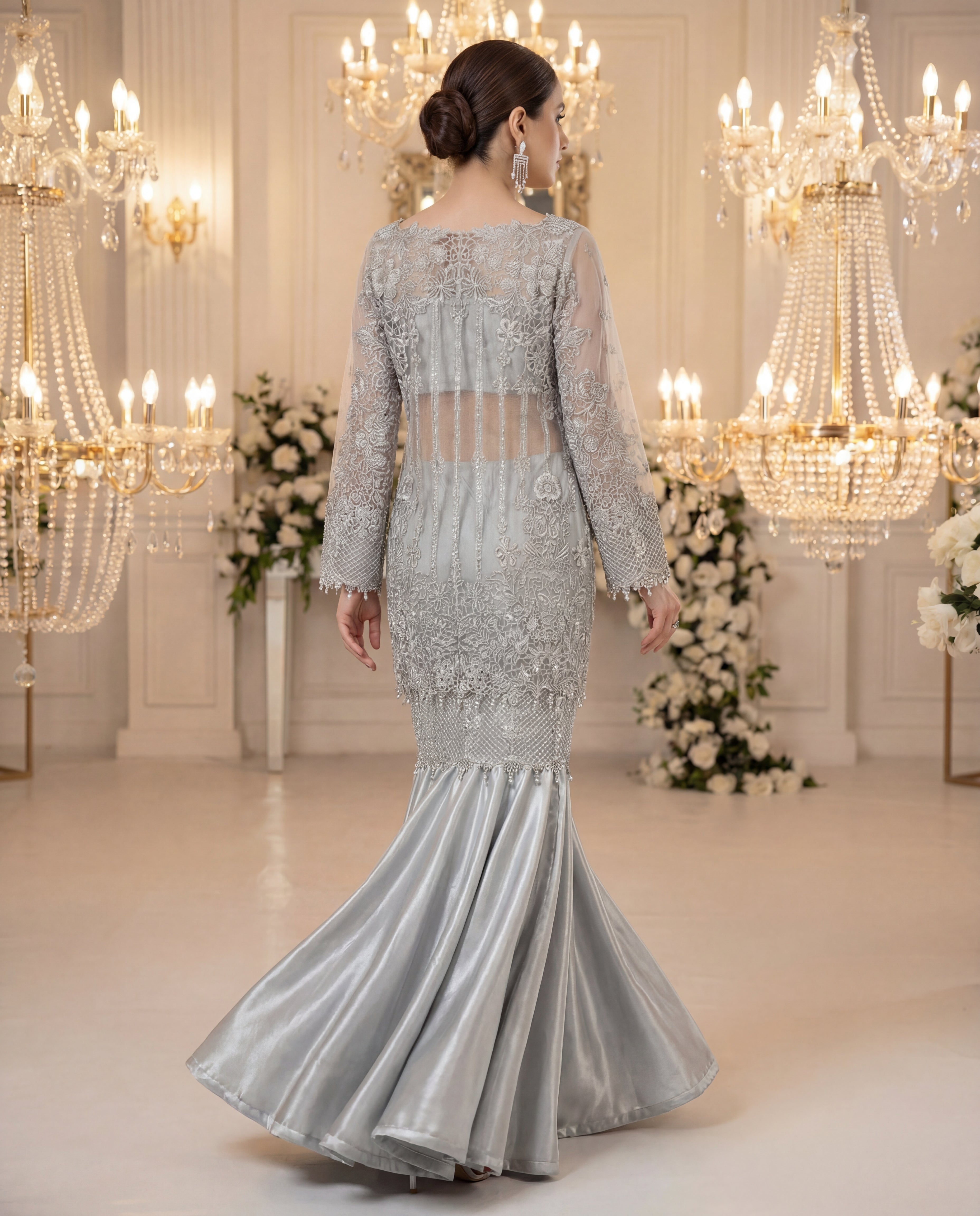 Unstitched Frost Argent Cutwork Gharara Set