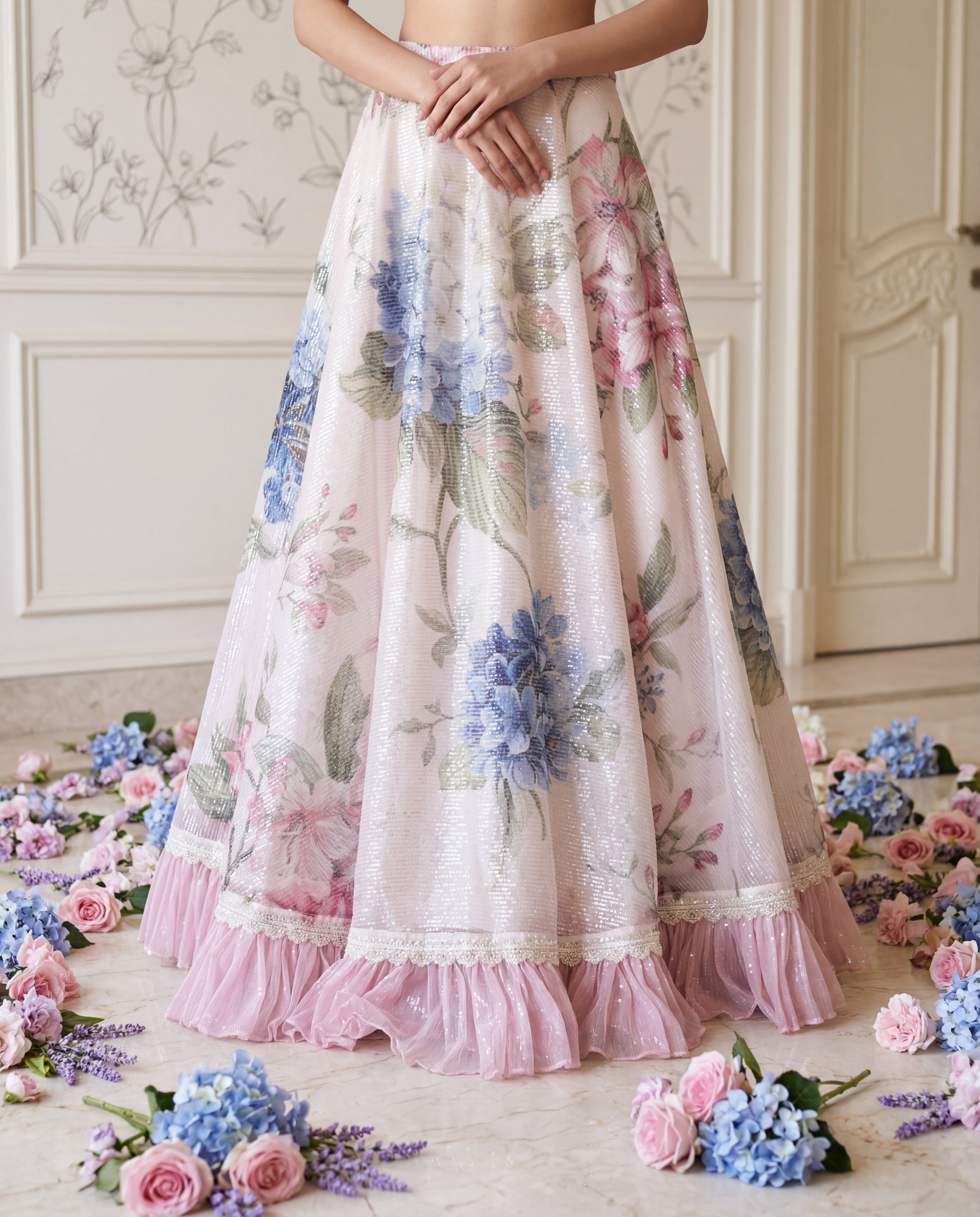 Hydrangea Mist Sequin Lehenga Set