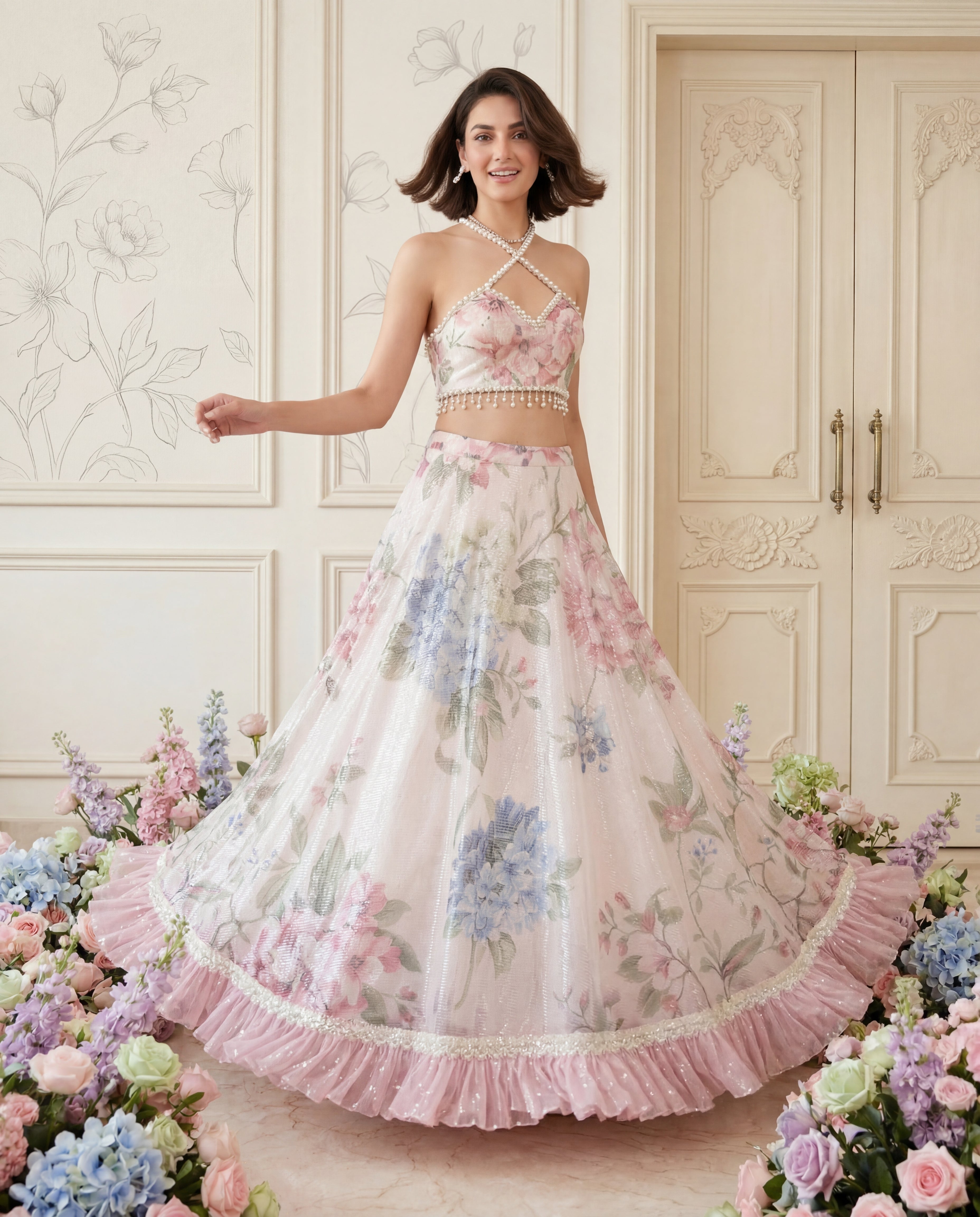 Hydrangea Mist Sequin Lehenga Set