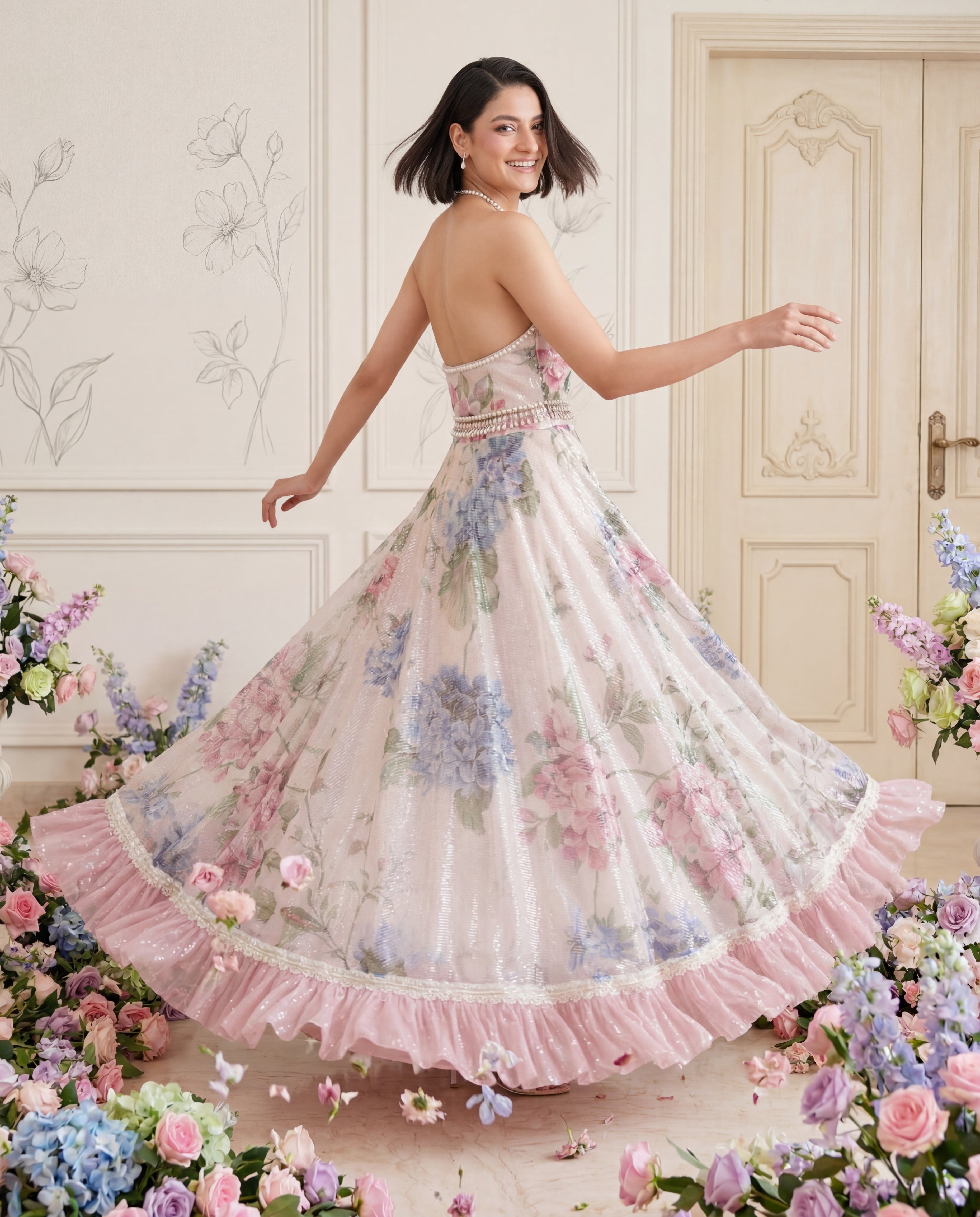 Hydrangea Mist Sequin Lehenga Set