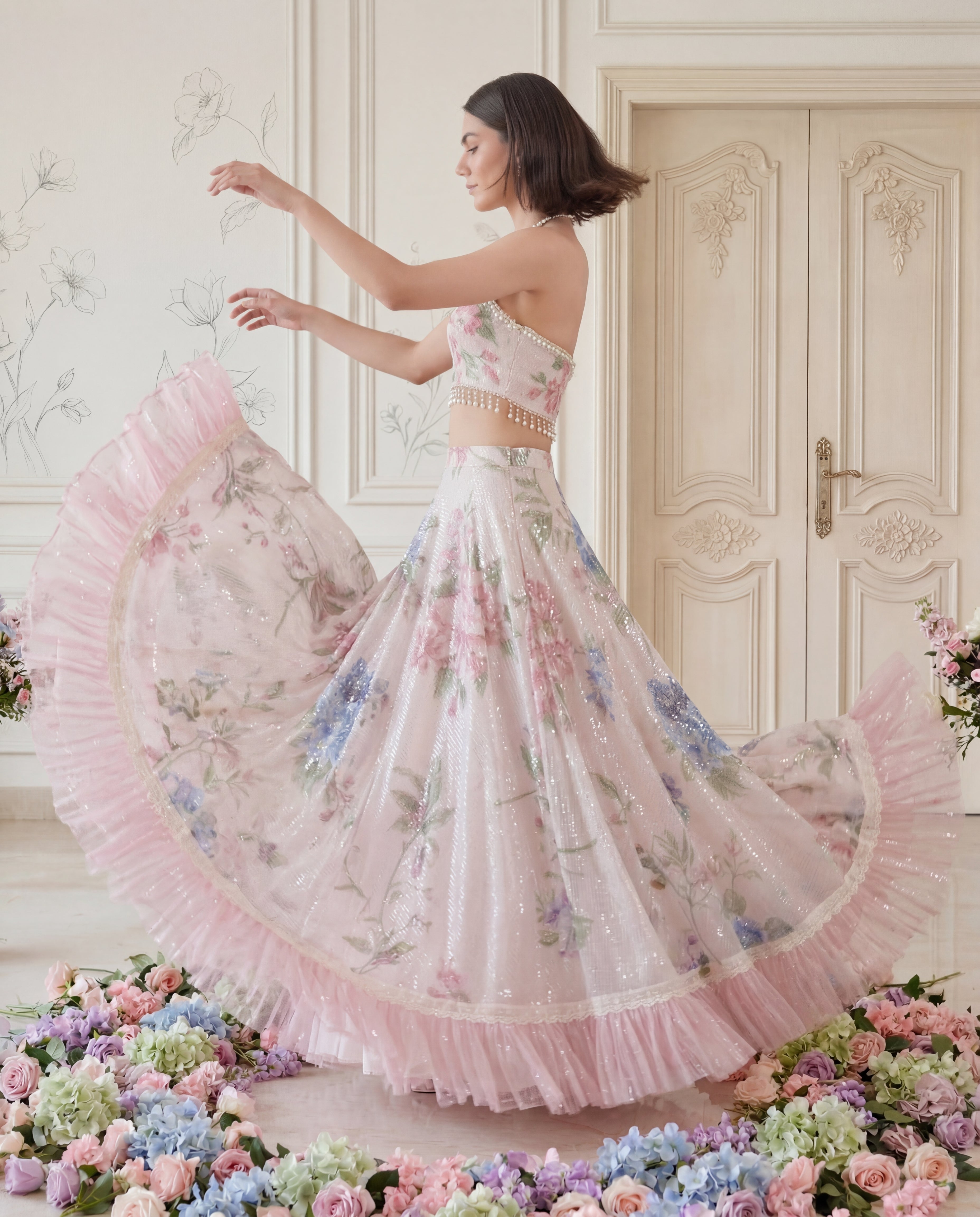 Hydrangea Mist Sequin Lehenga Set