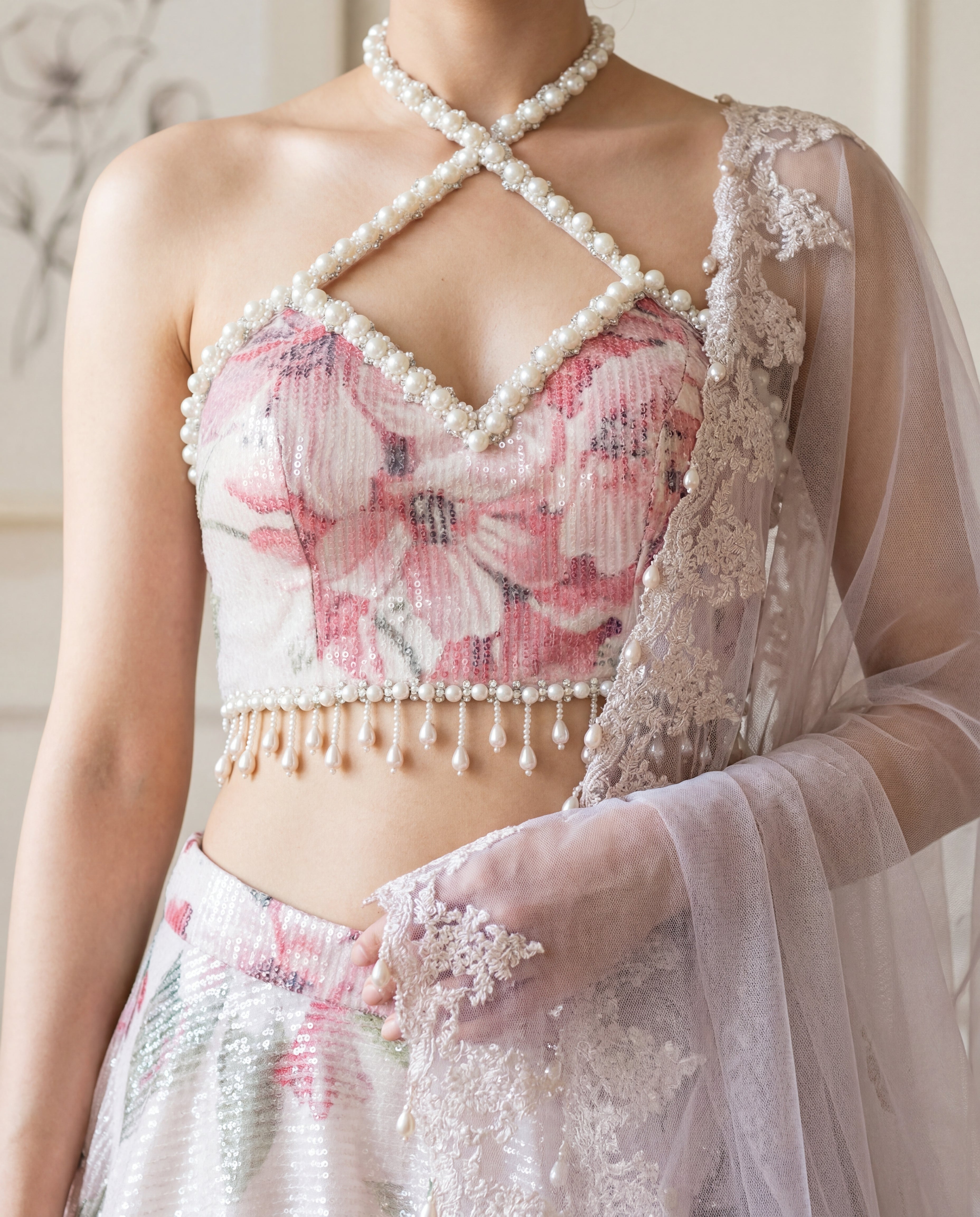 Hydrangea Mist Sequin Lehenga Set