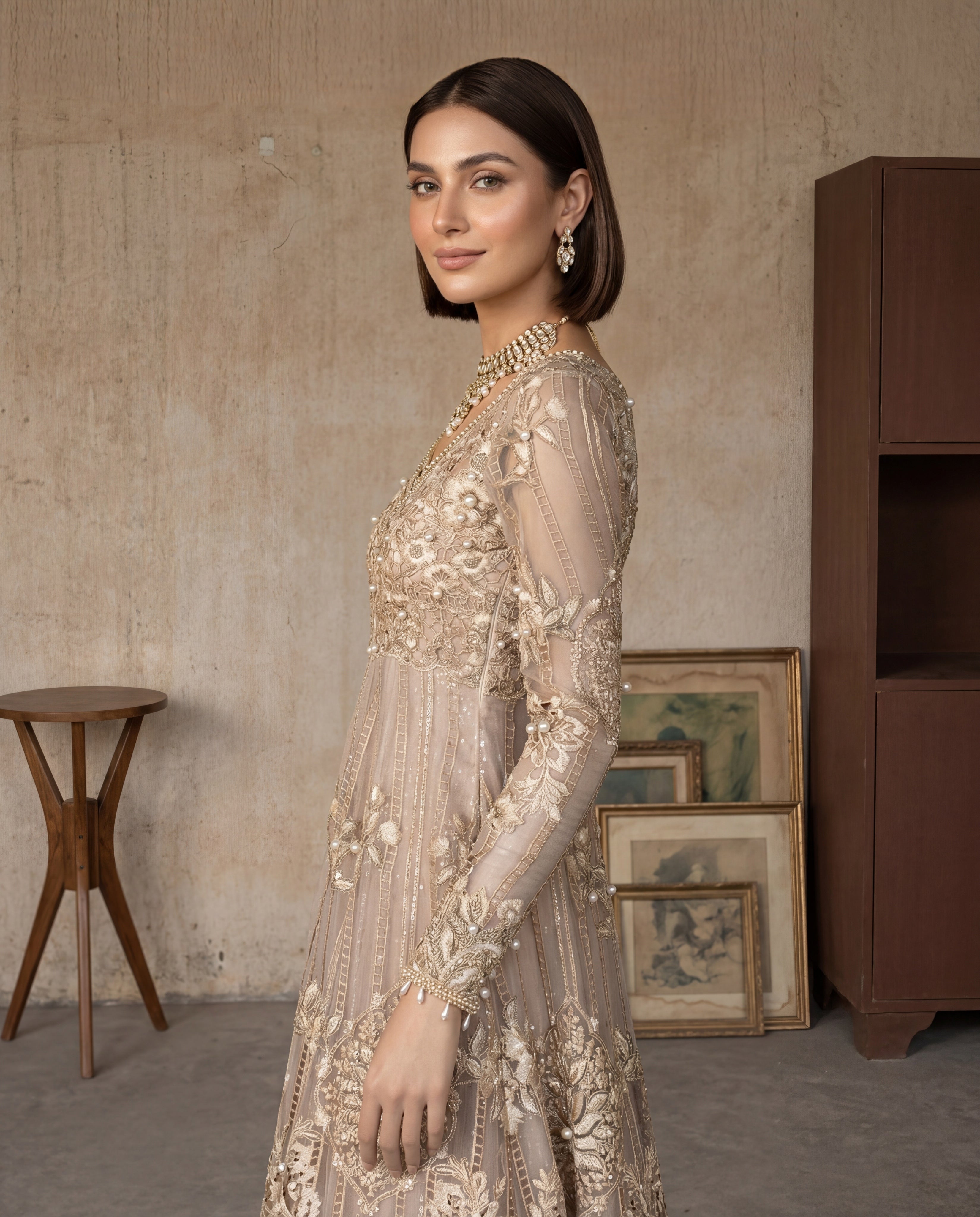 Zariya Champagne Pishwas