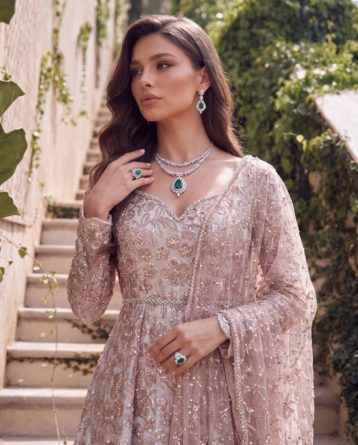 Unstitched Aurelle Net Embroidered Maxi