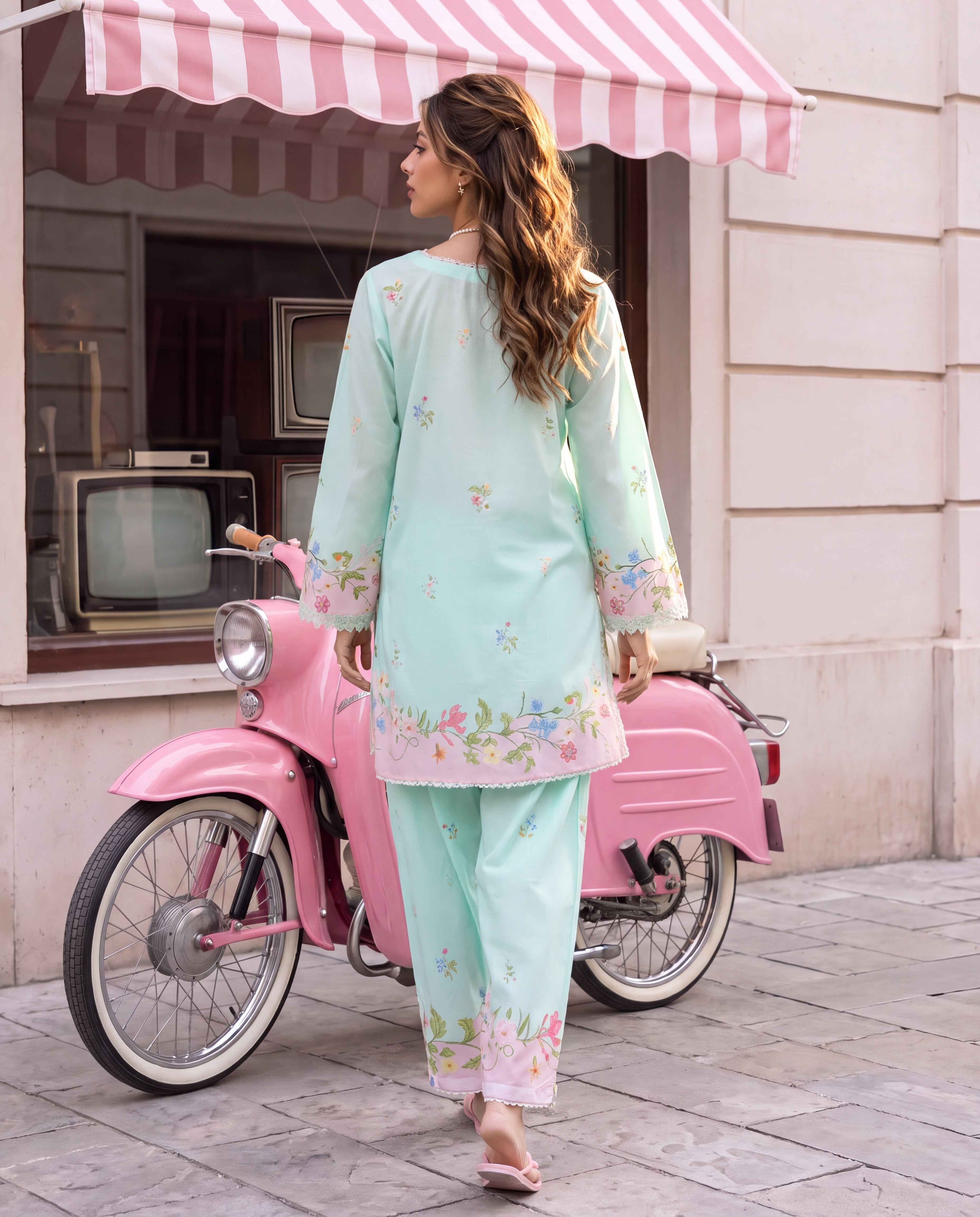 Aqua Mint Blossom (RTW 2PC)