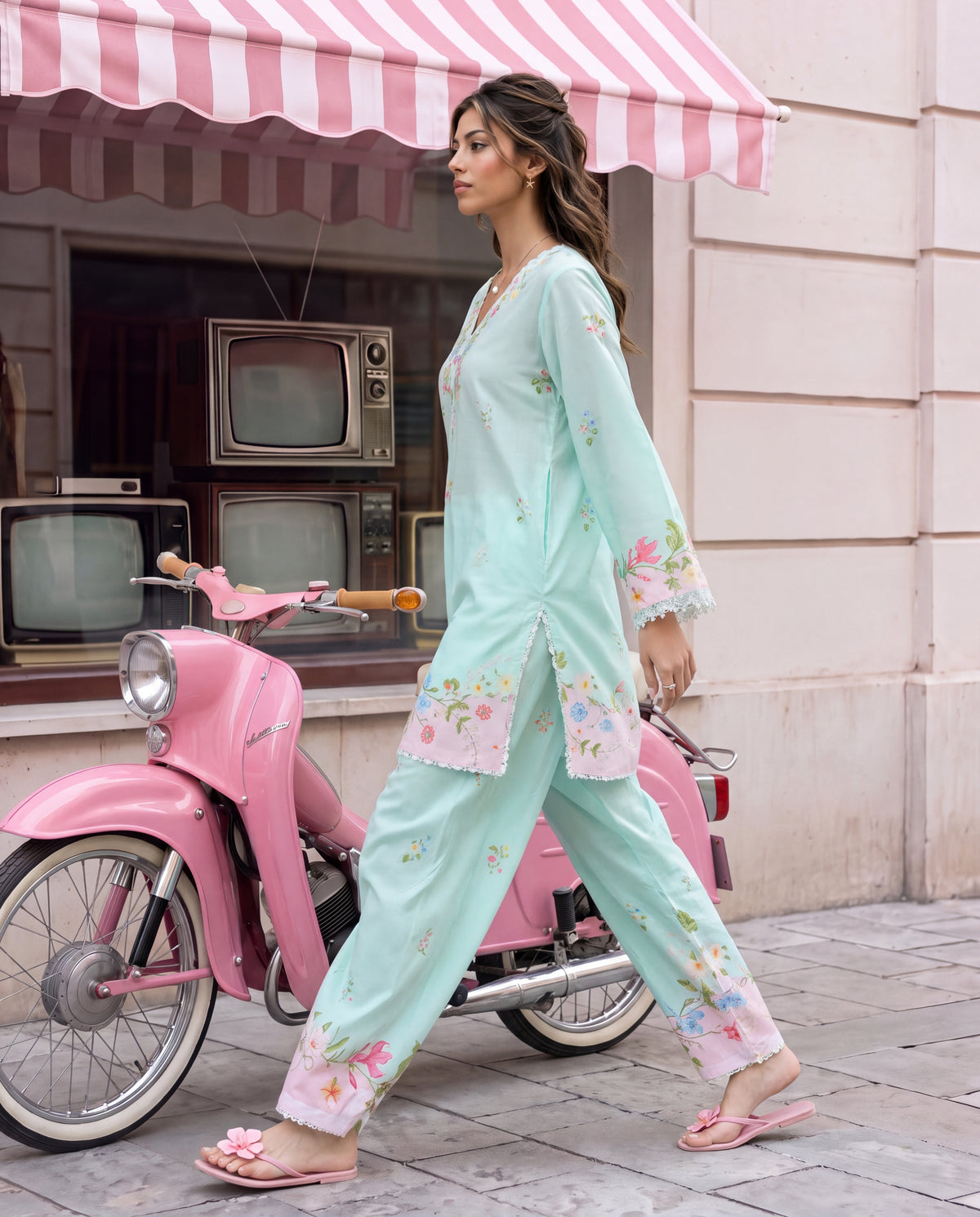 Aqua Mint Blossom (RTW 2PC)