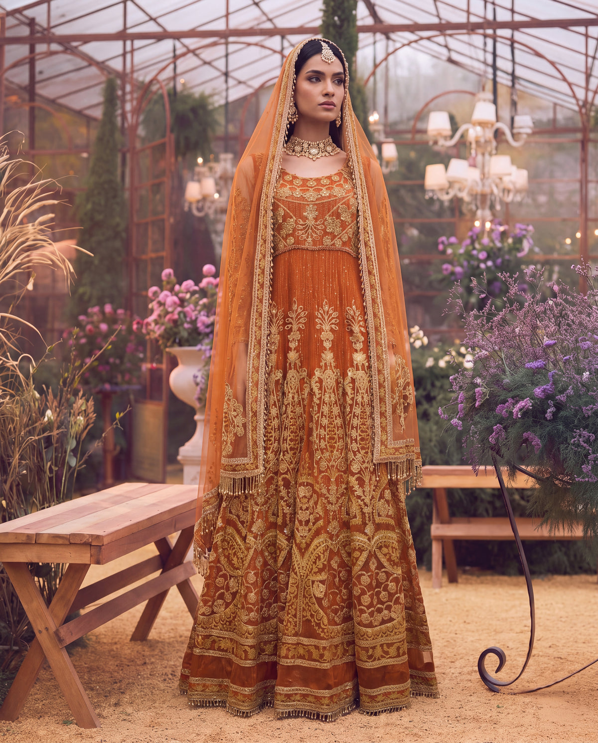 Net Embroidered Maxi and Dupatta (RTW)
