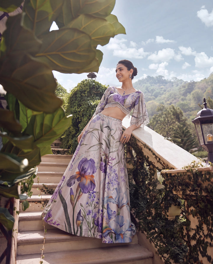 Unstitched Iris Bloom Lehenga Set