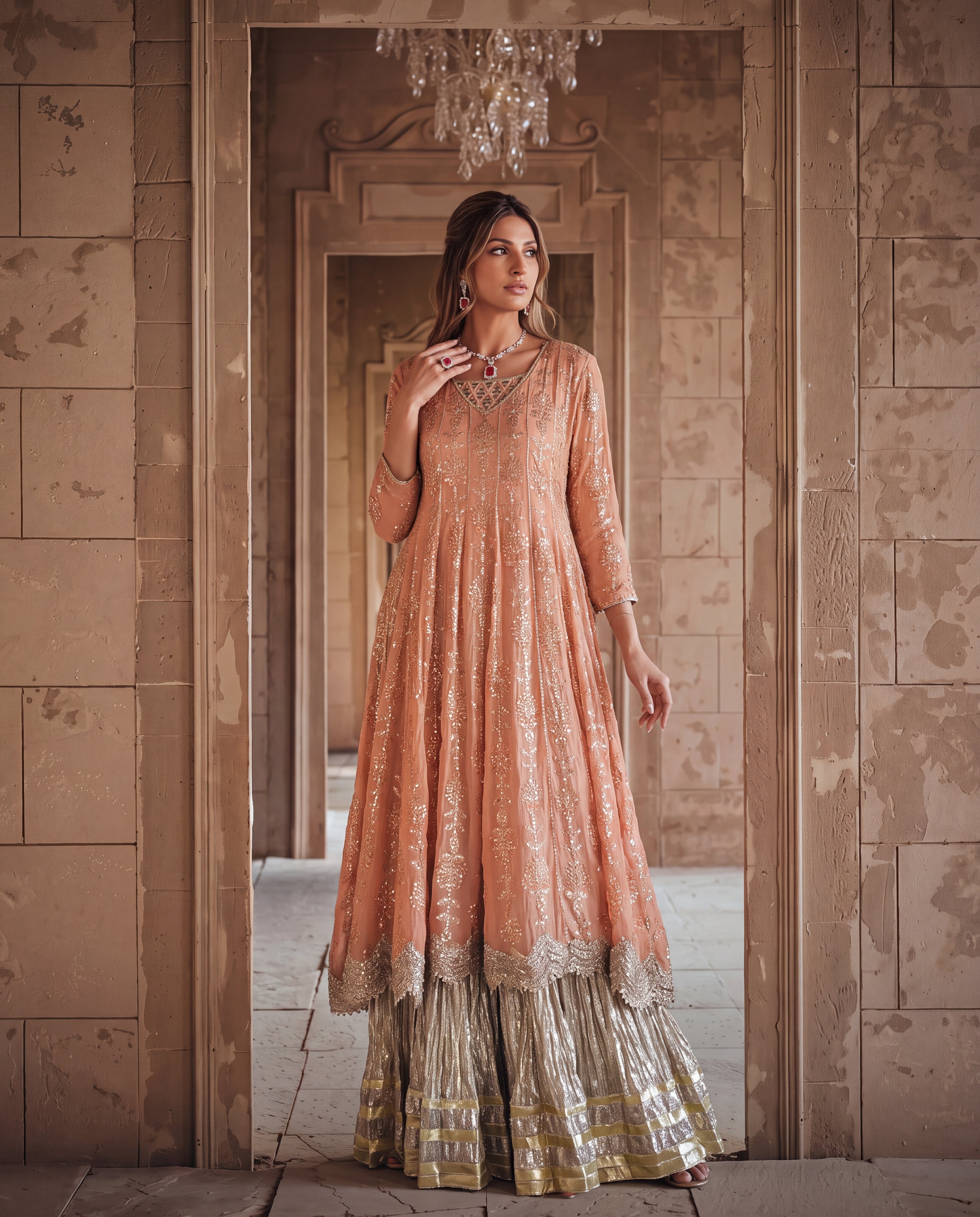 Peach Royale Anarkali