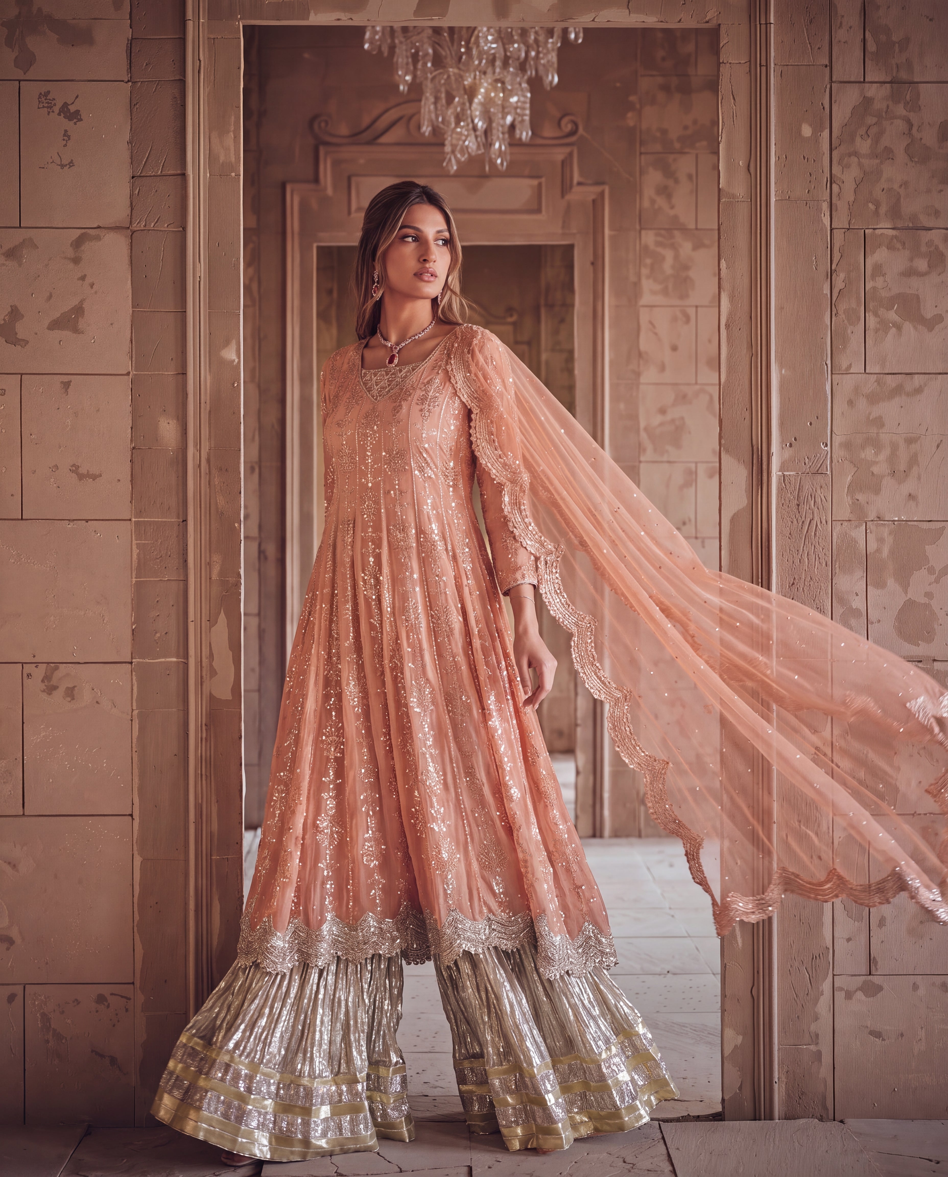 Peach Royale Anarkali