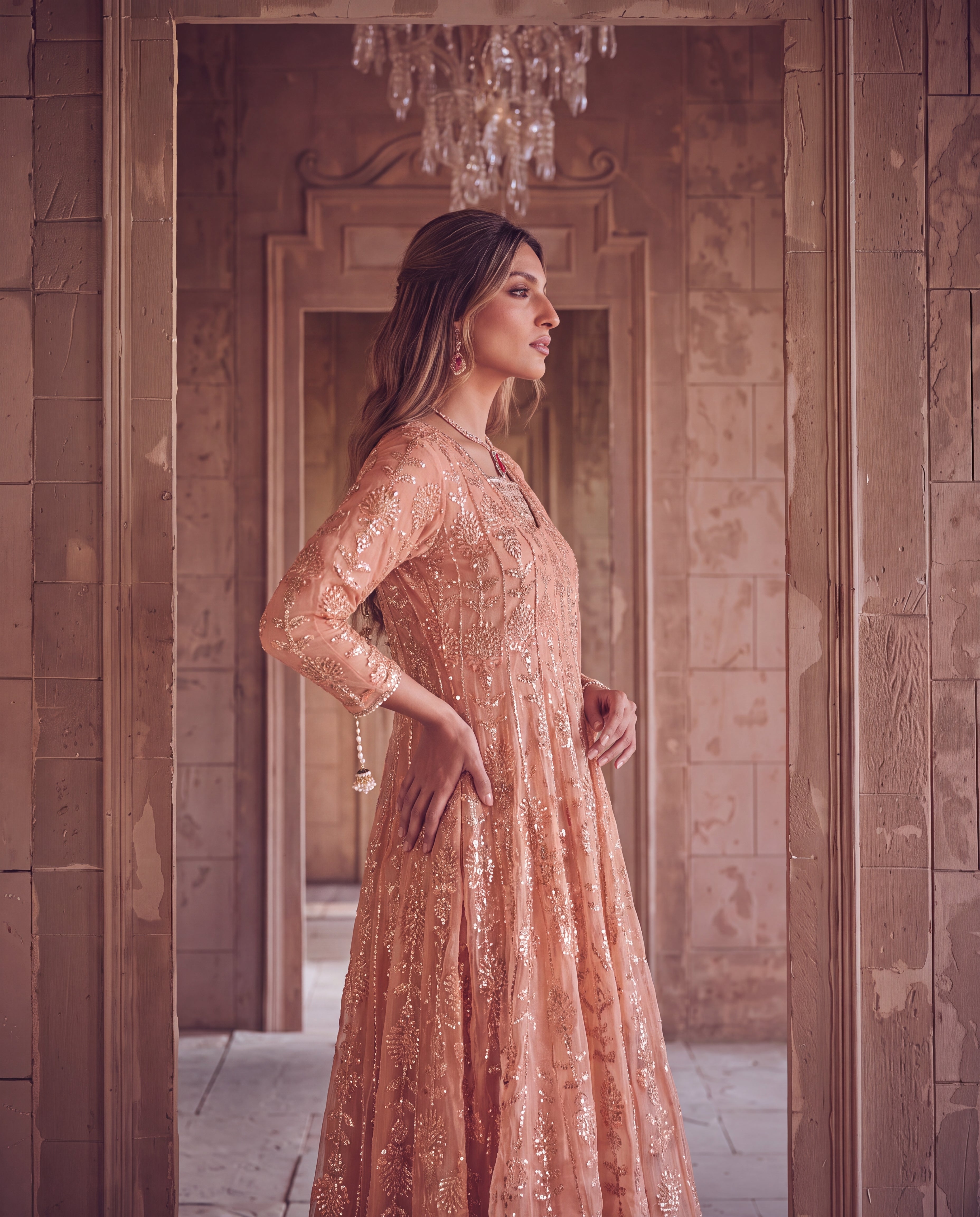 Peach Royale Anarkali