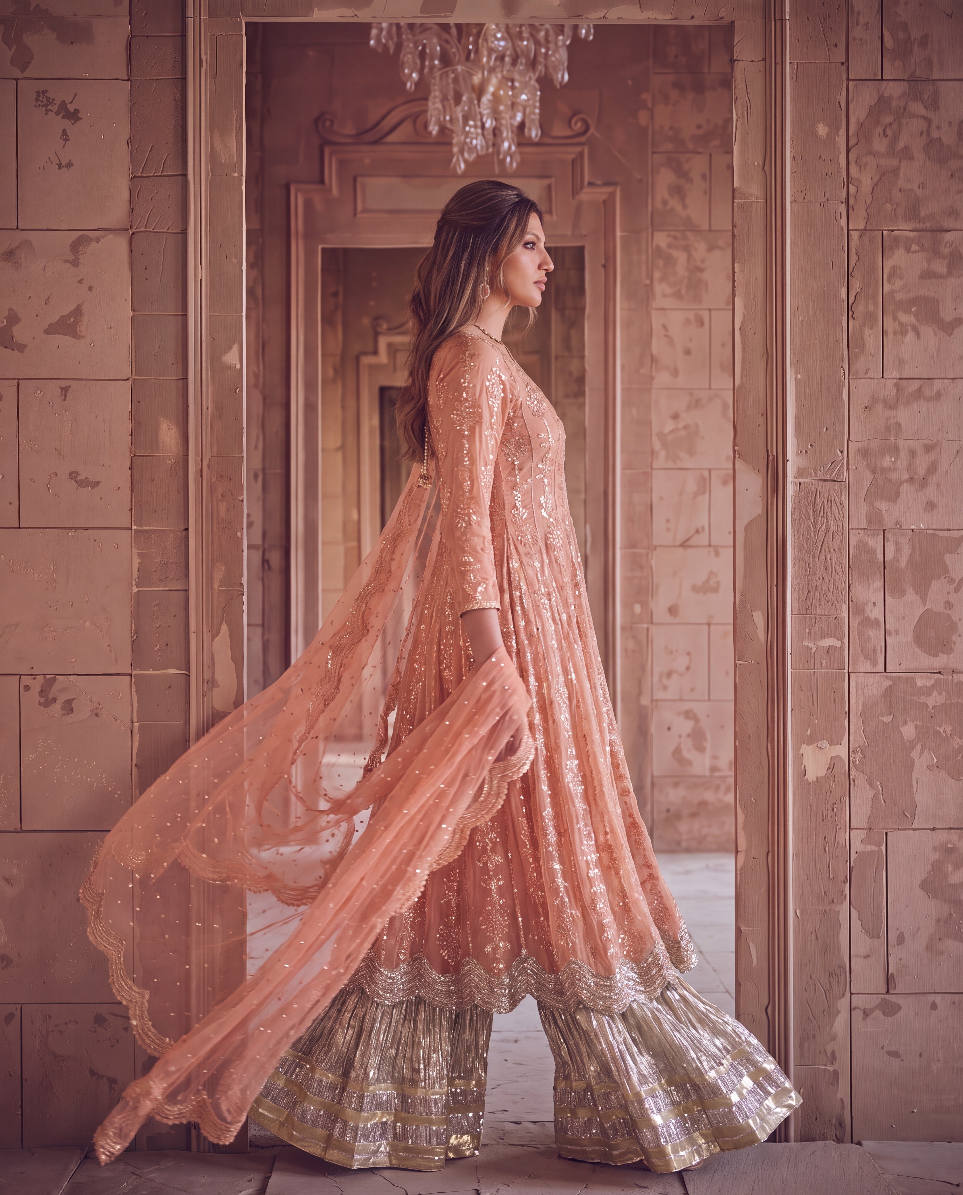 Peach Royale Anarkali