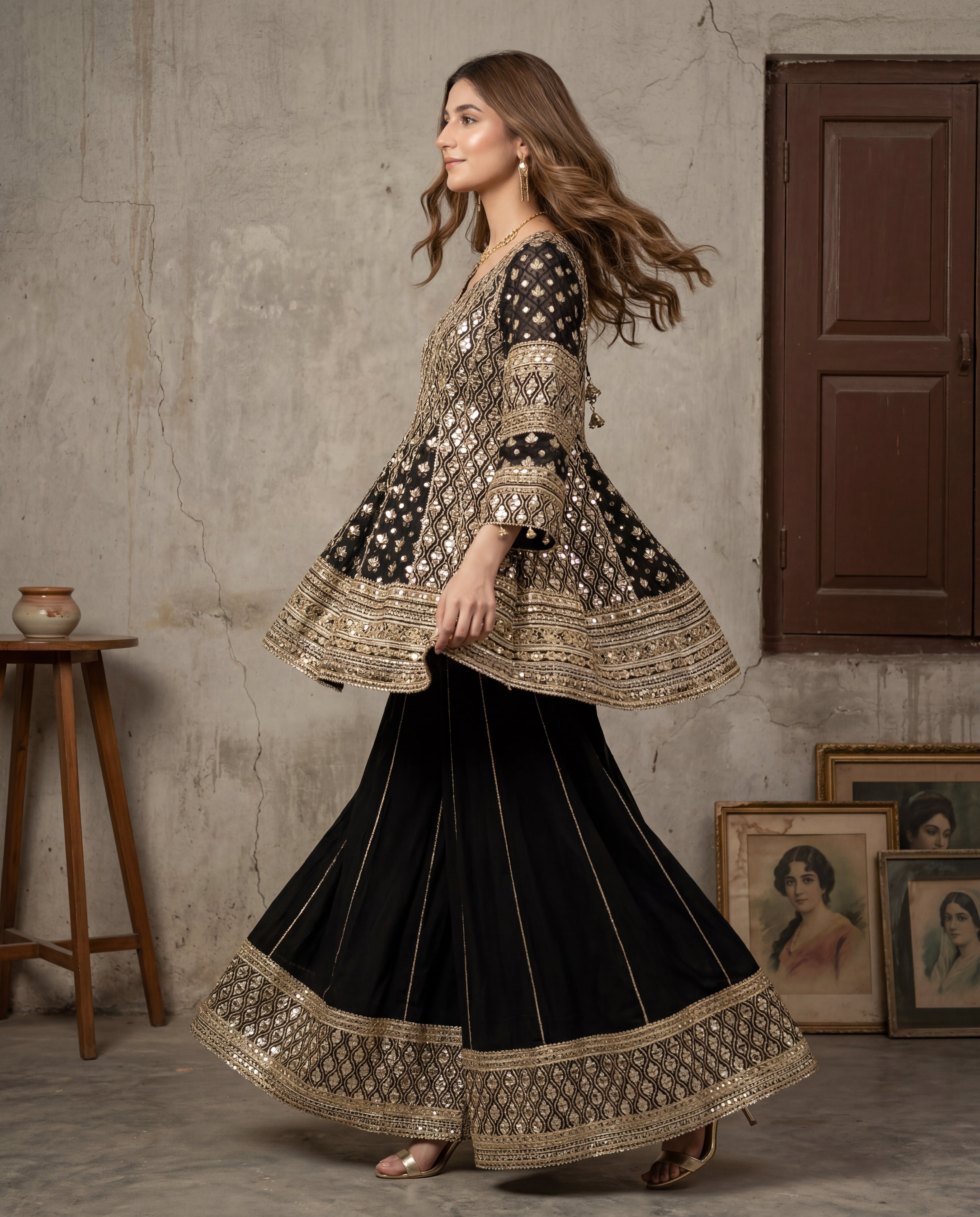The Zariyah Mirror Peplum & Dhaka Ensemble