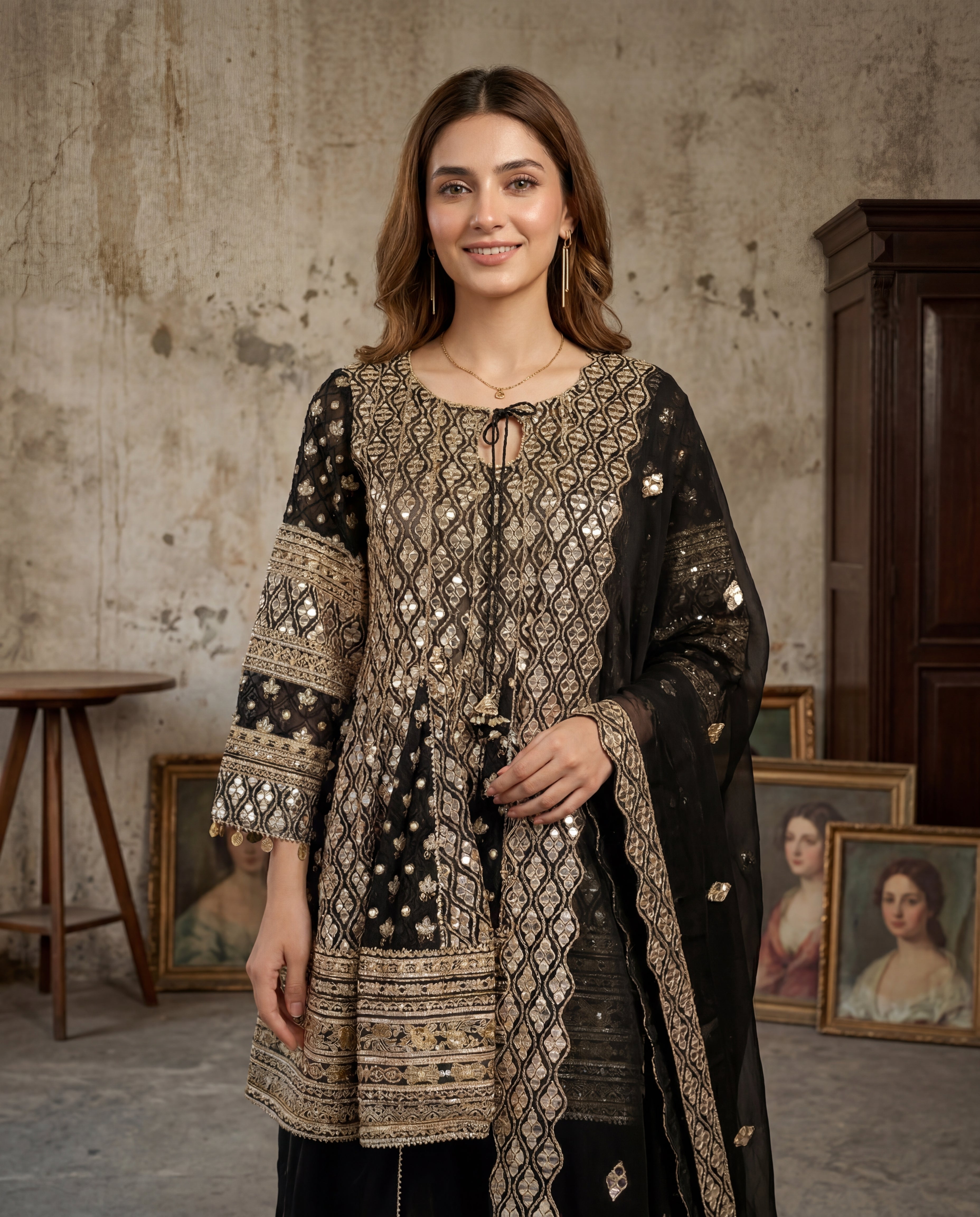 The Zariyah Mirror Peplum & Dhaka Ensemble