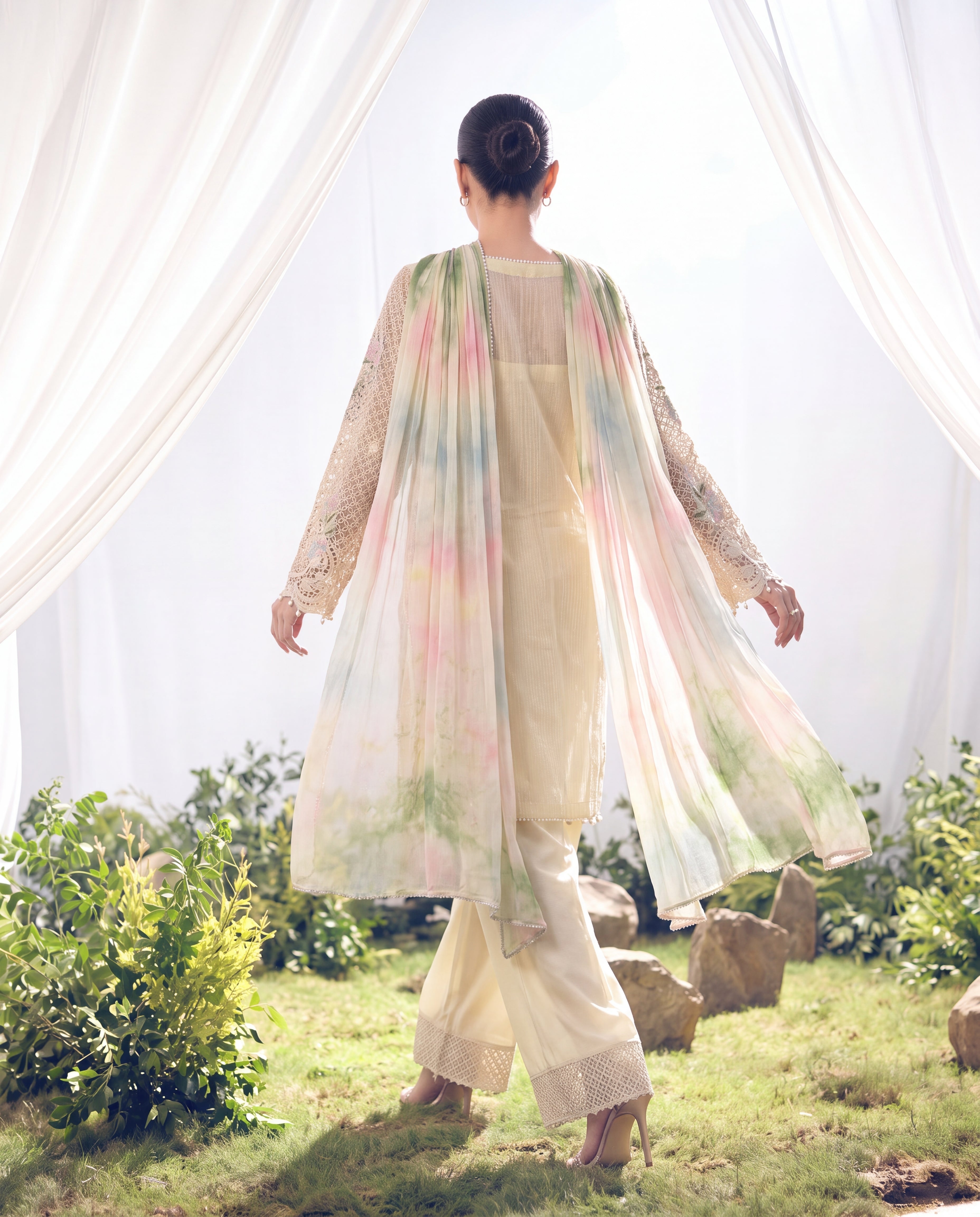 Ivory Whisper Floral Cutwork Ensemble