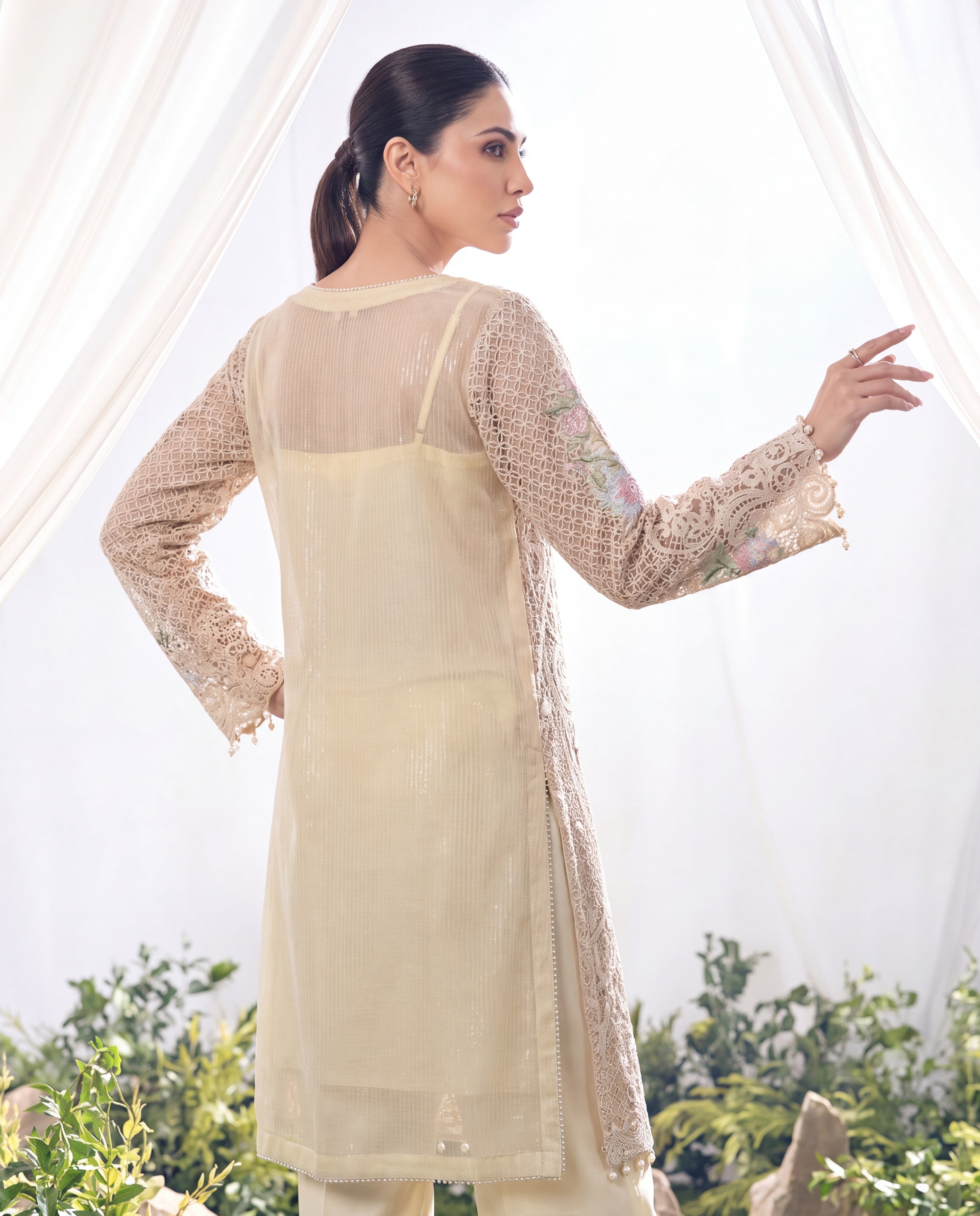 Ivory Whisper Floral Cutwork Ensemble