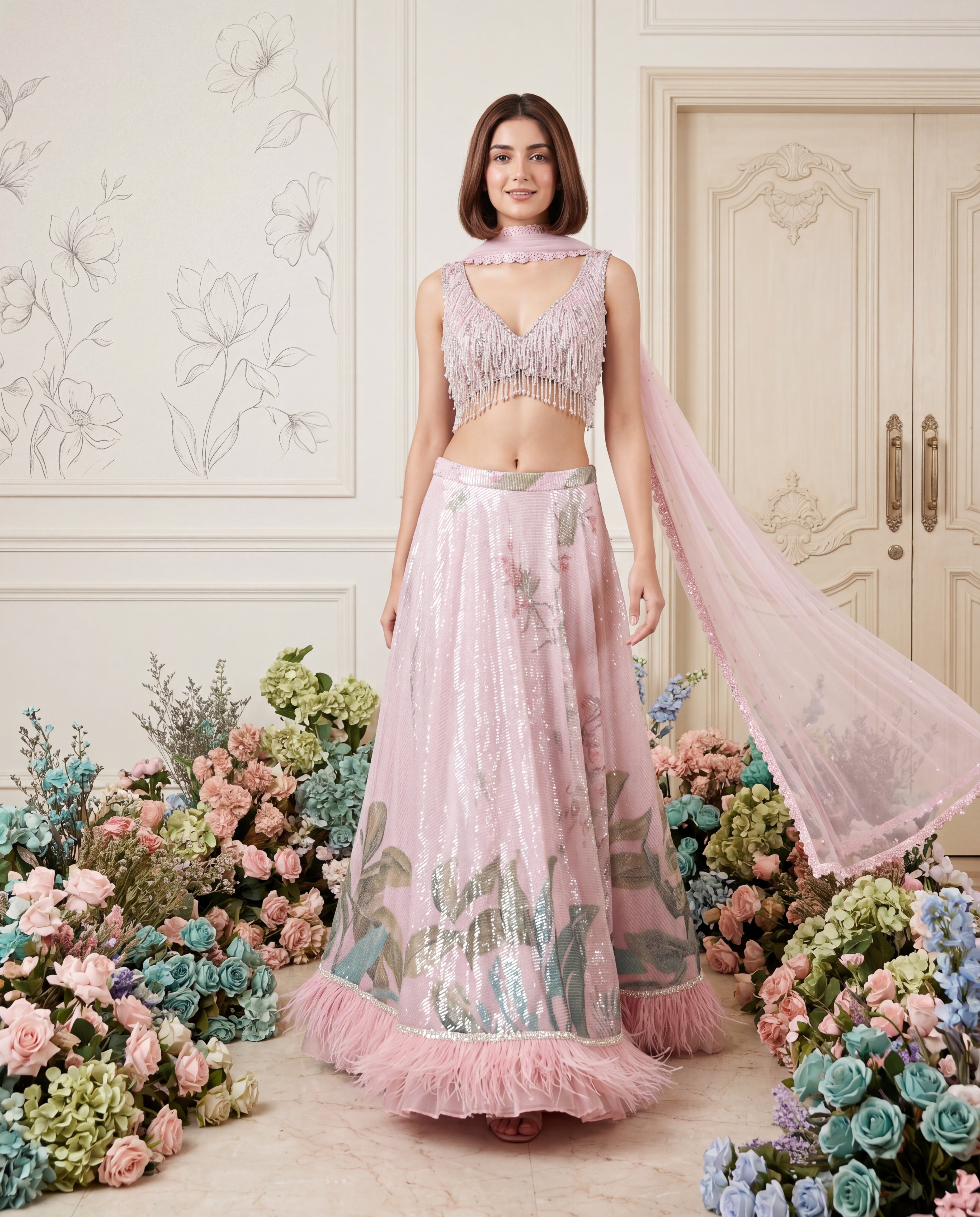 The Blush Radiance Sequin Lehenga Set